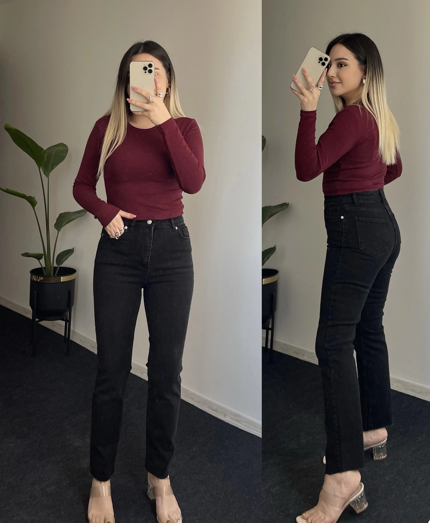 ZR Koyu Antrasit Likralı Mom Fit Jean