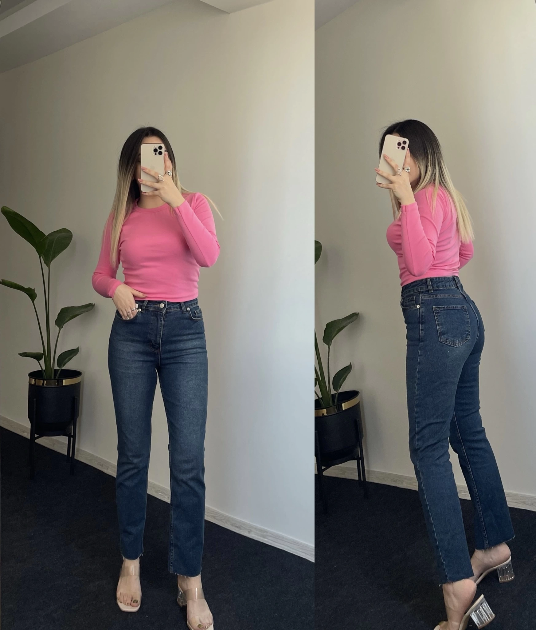 ZR Lacivert Likralı Mom Fit Jean