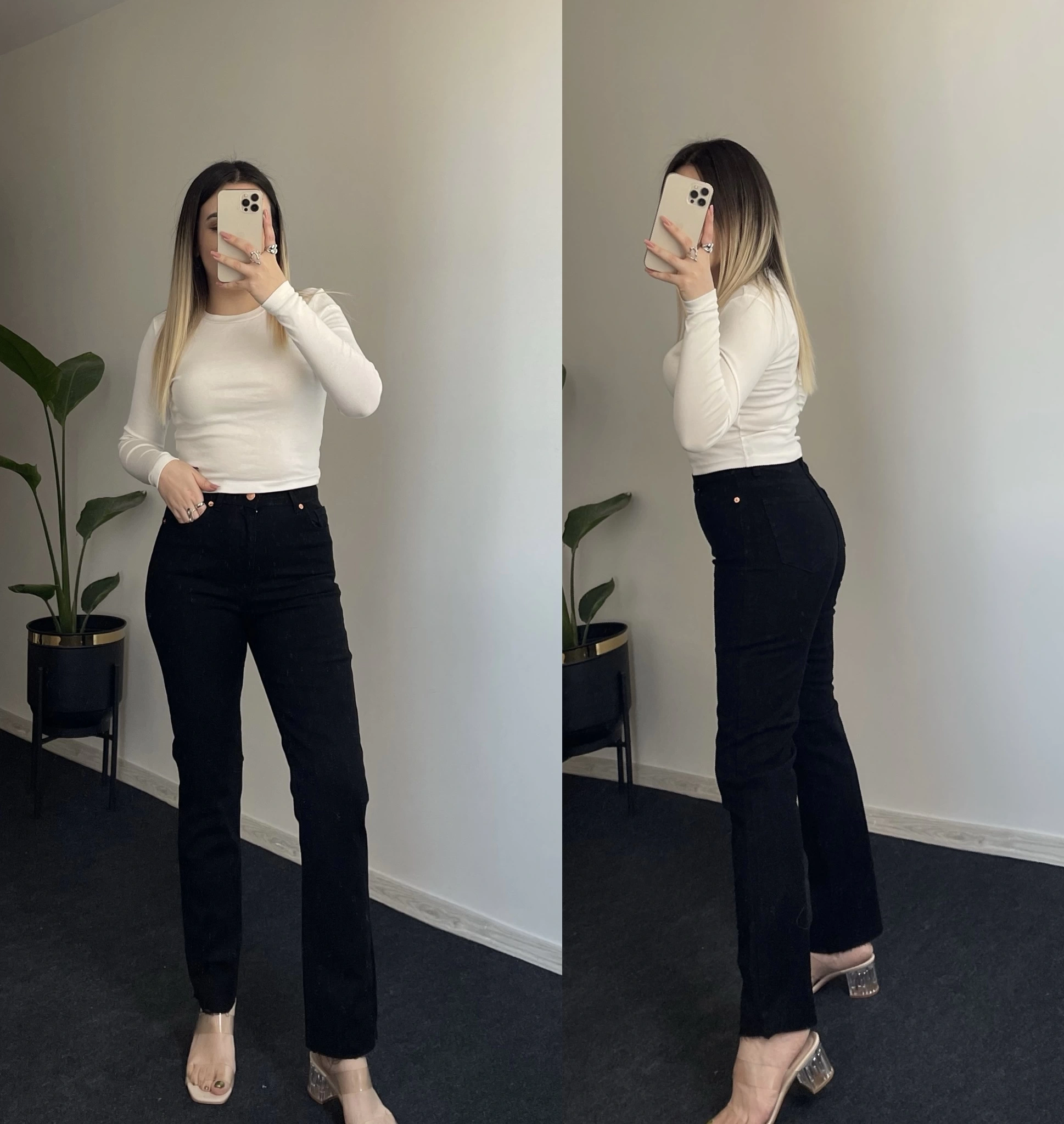 ZR Siyah Likralı Mom Fit Jean