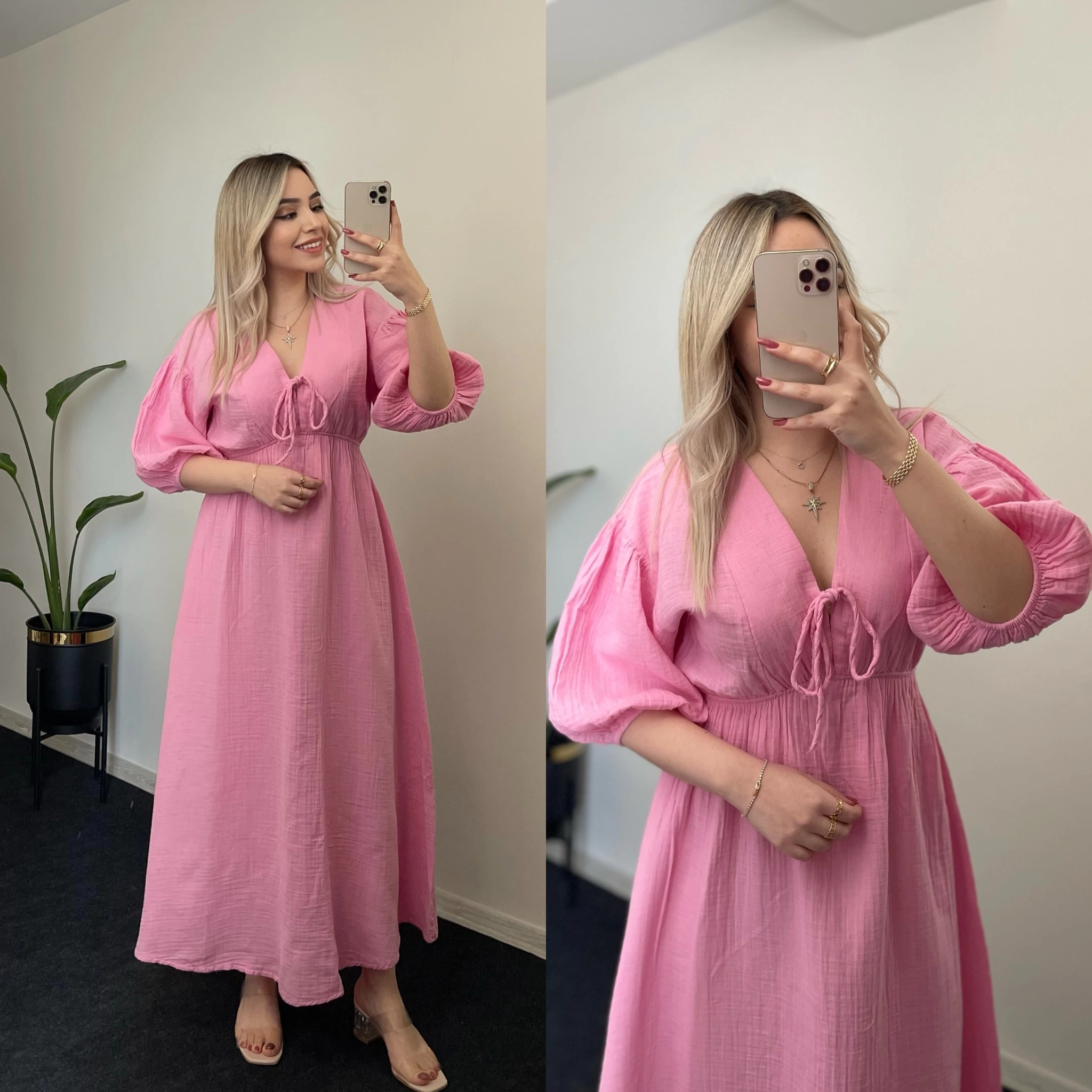 Müslin Elbise Pembe 3008