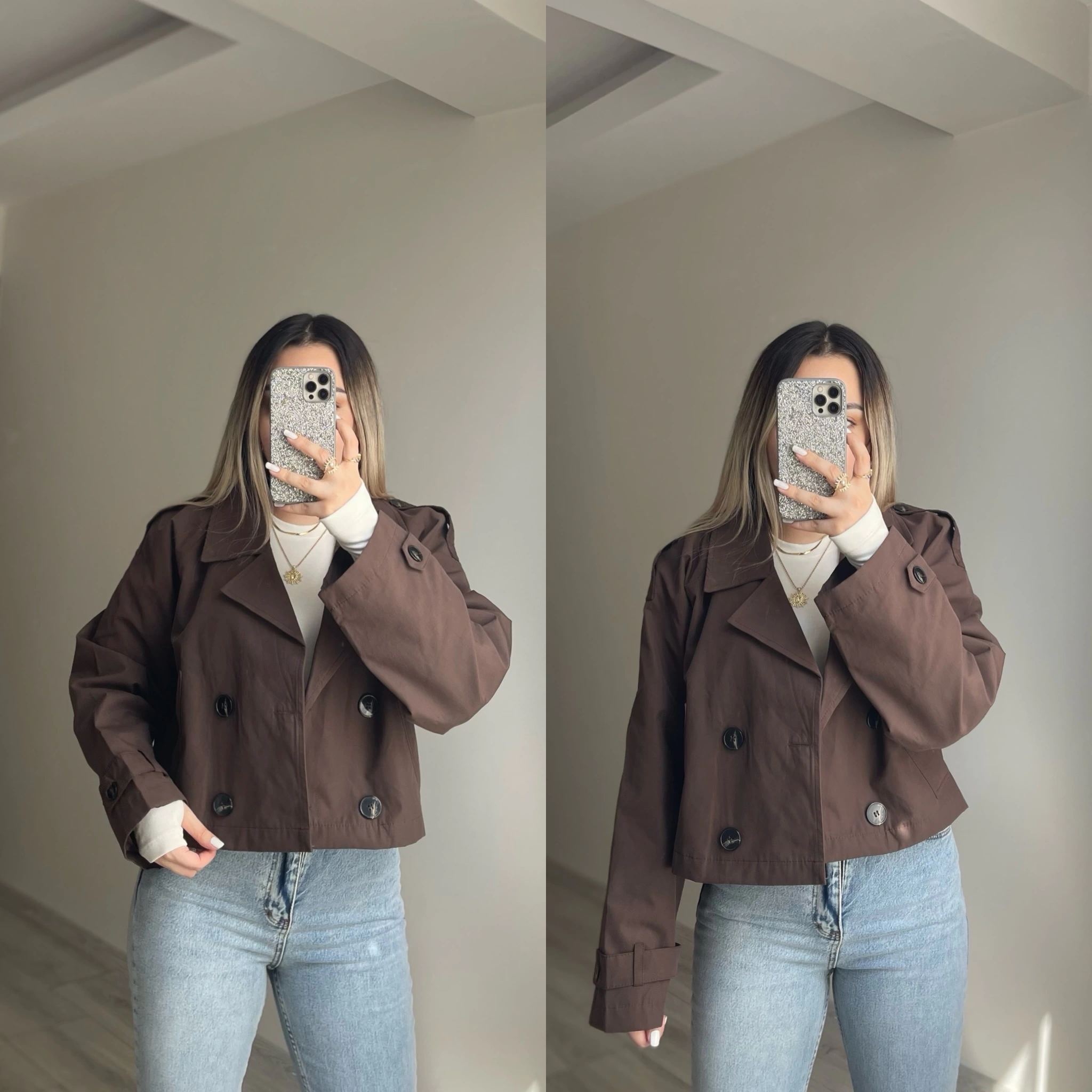 ZR Model Kısa Acı Kahve Trenç
