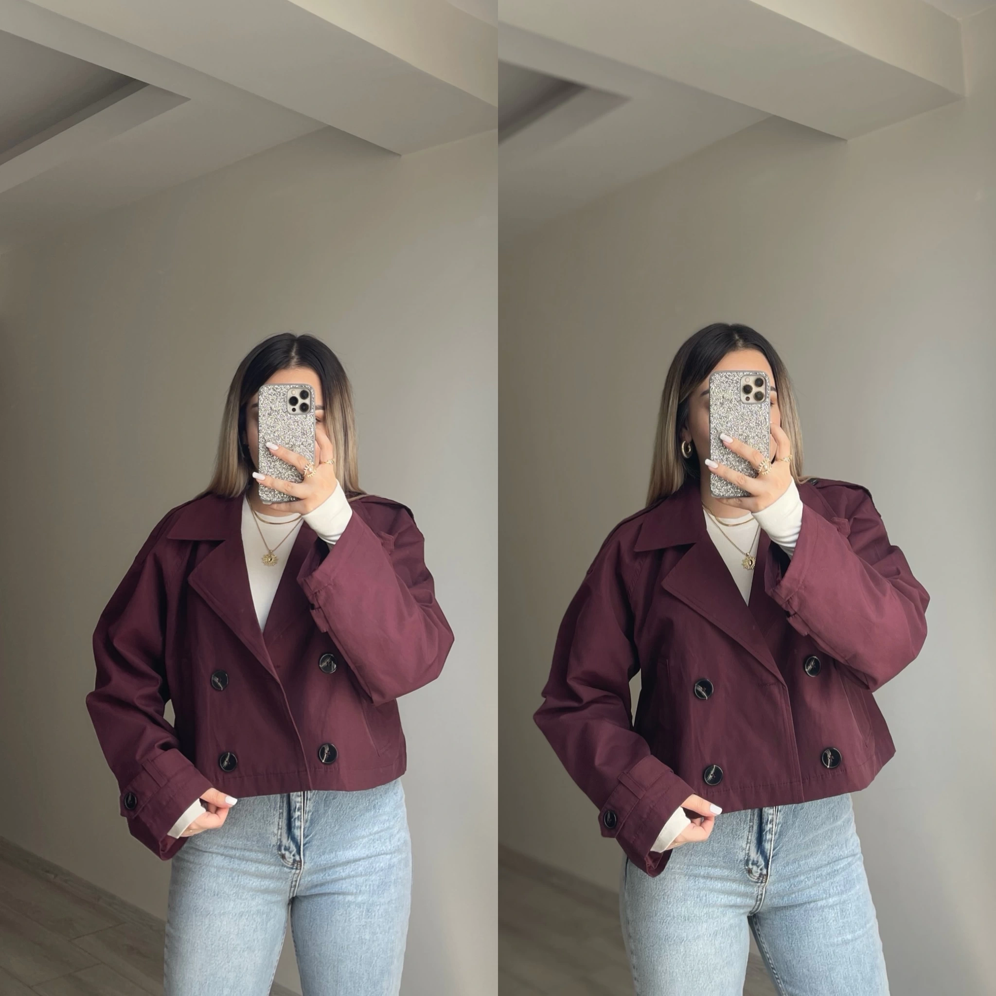 ZR Model Kısa Bordo Trenç