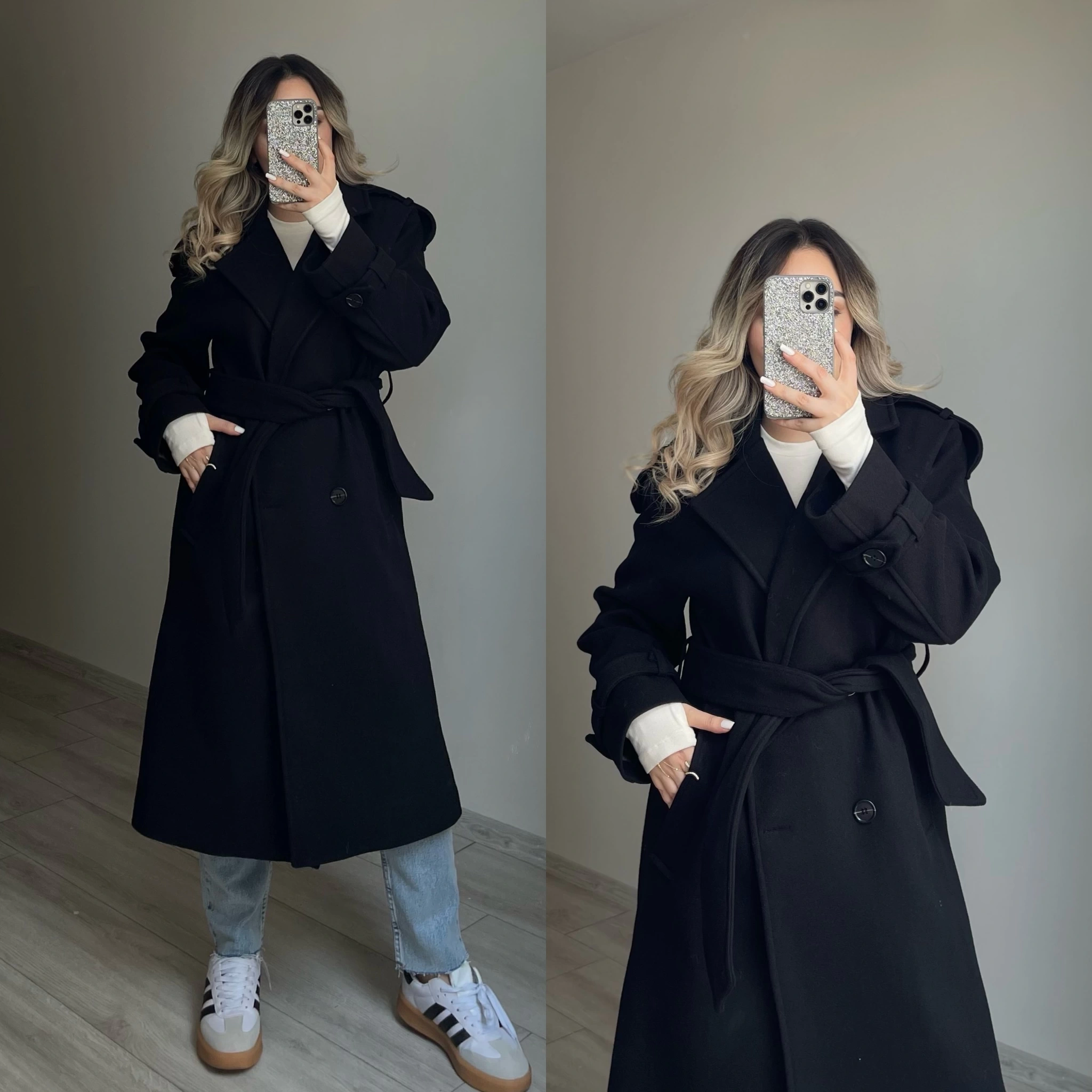 Premium Kaşe Kaban Siyah
