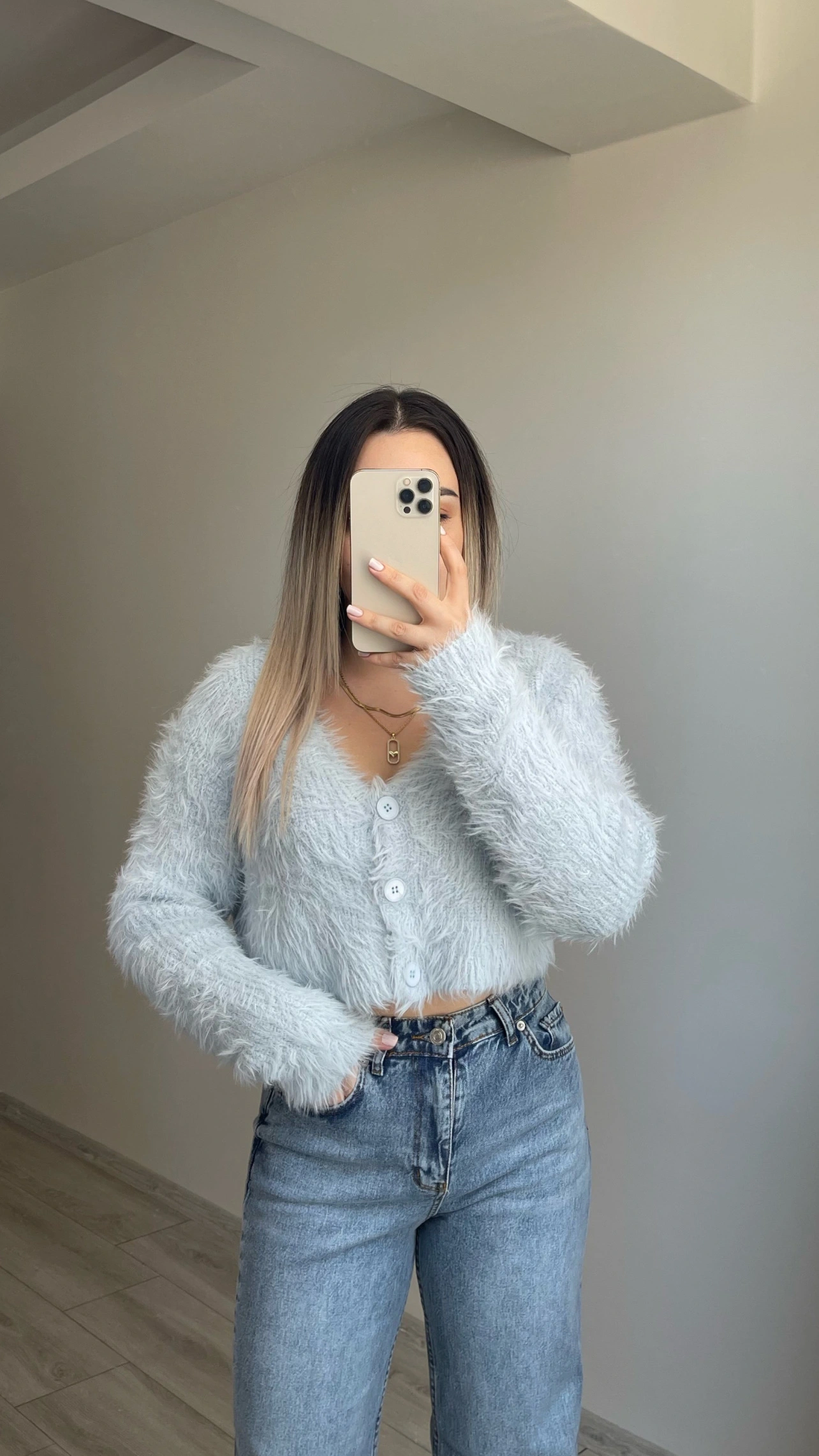 Sakallı Crop Kazak Bebe Mavi
