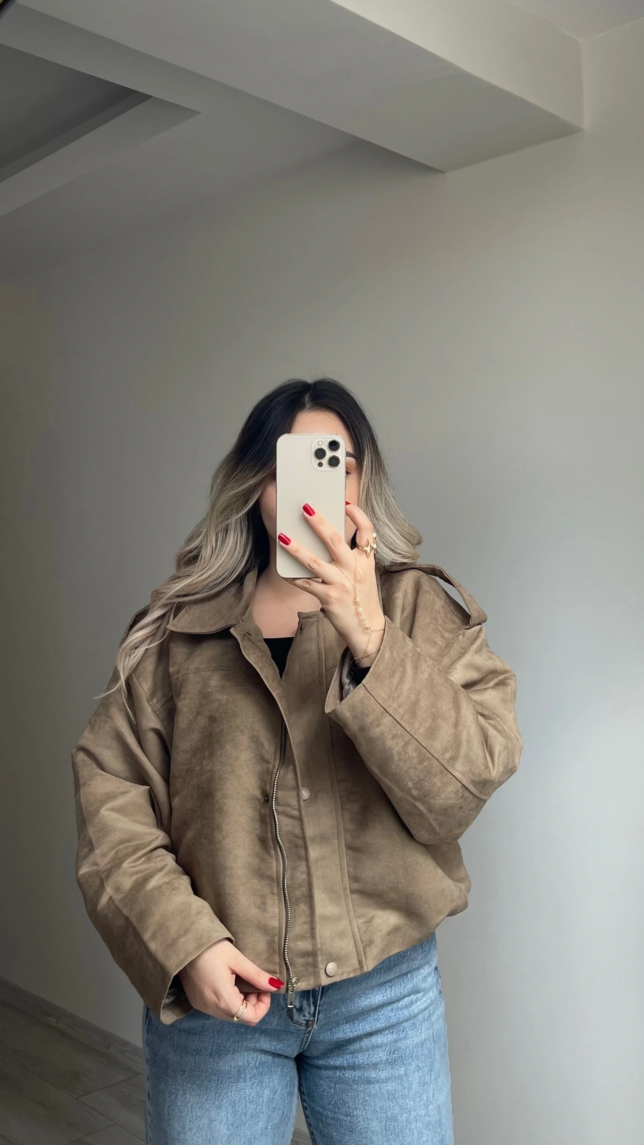ZR Model Süet Bomber Ceket Vizon