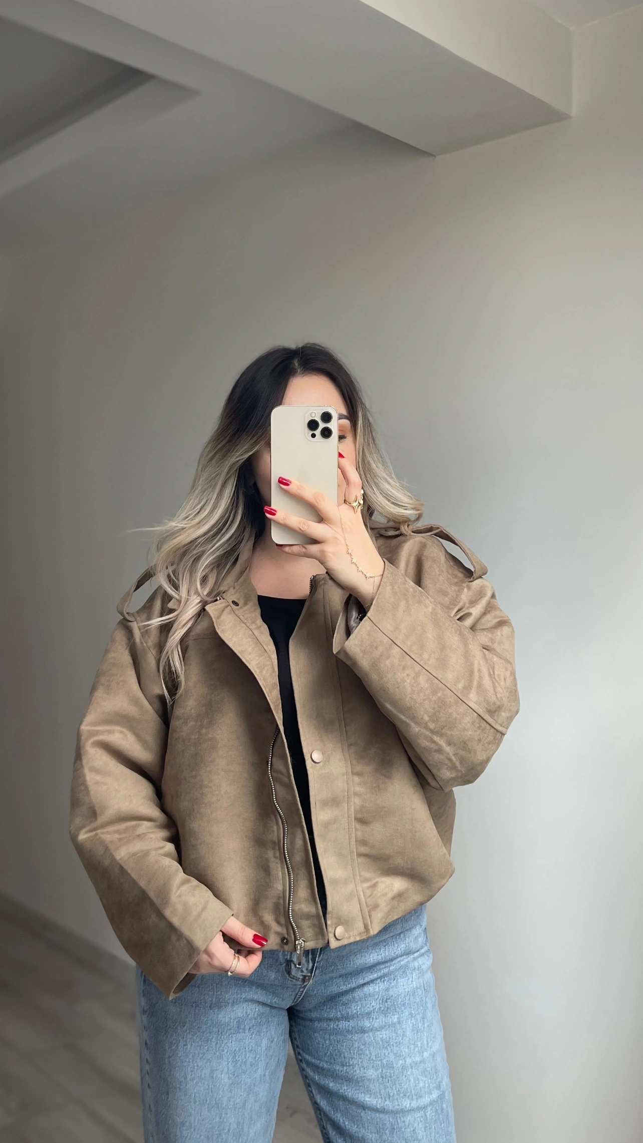 ZR Model Süet Bomber Ceket Vizon