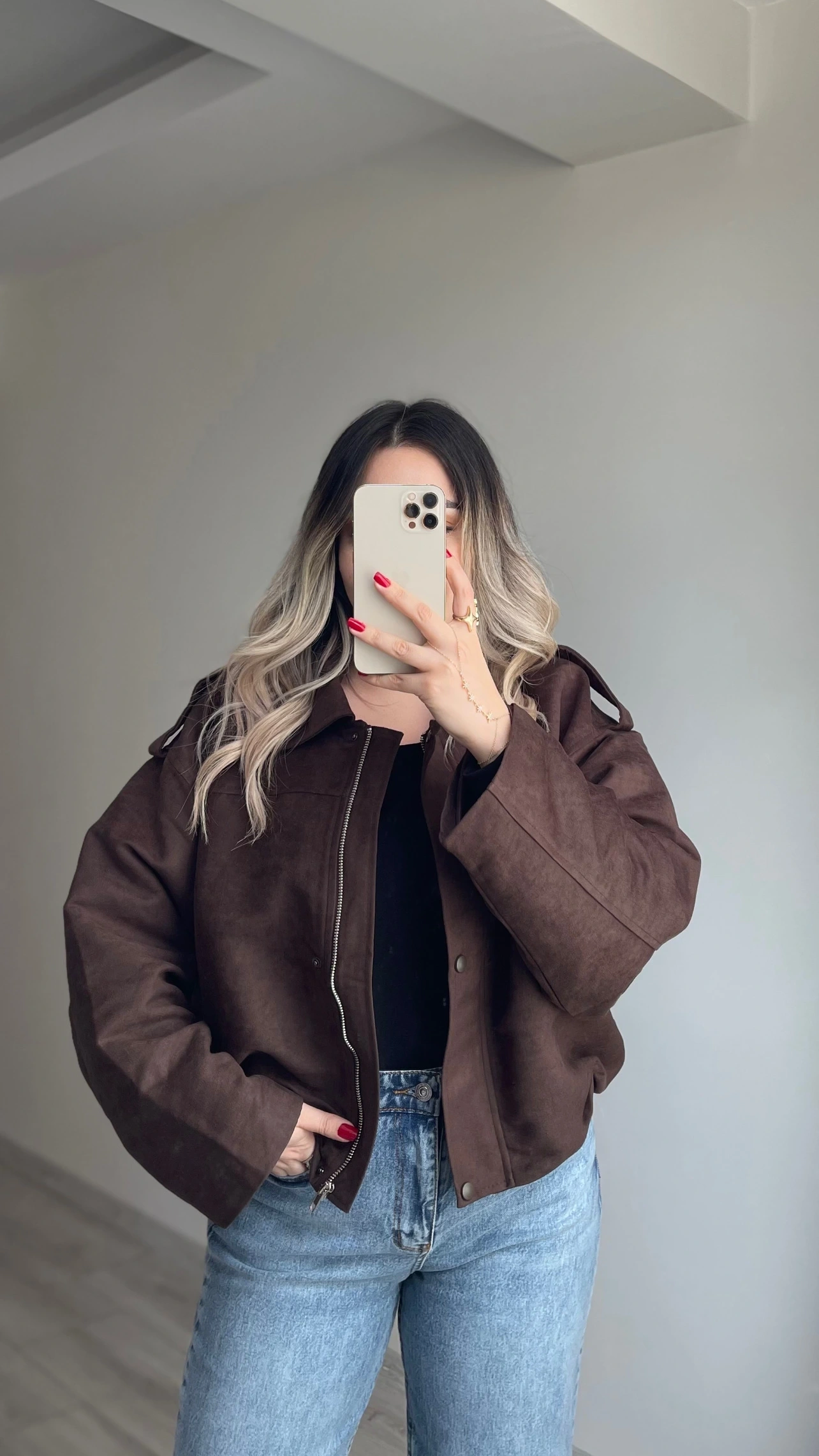 ZR Model Süet Bomber Ceket Acı Kahve