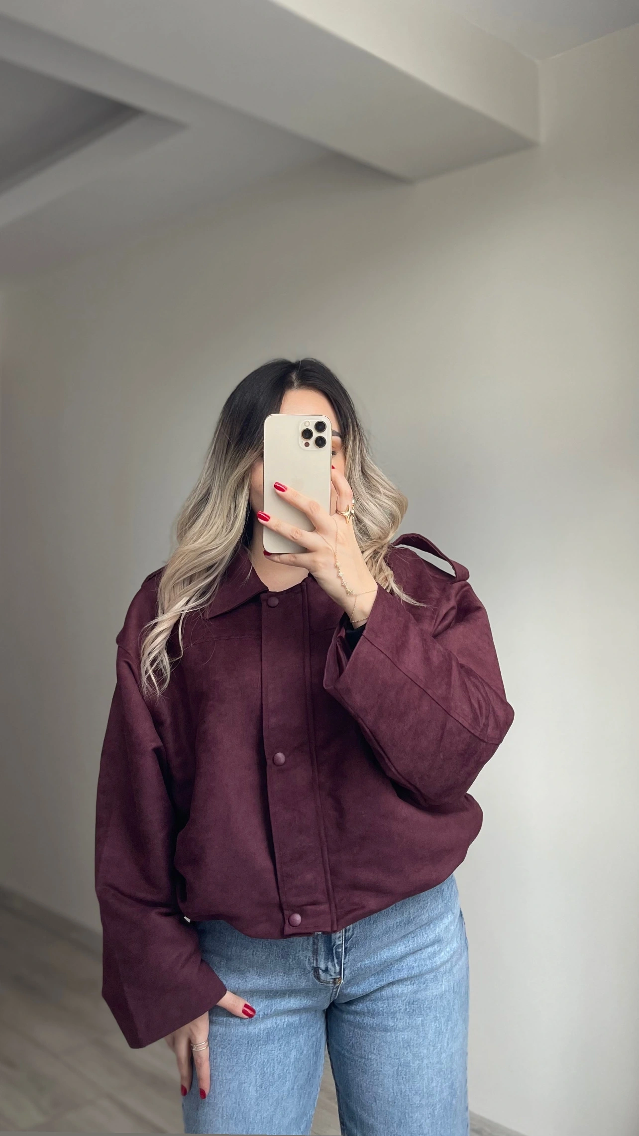 ZR Model Süet Bomber Ceket Bordo