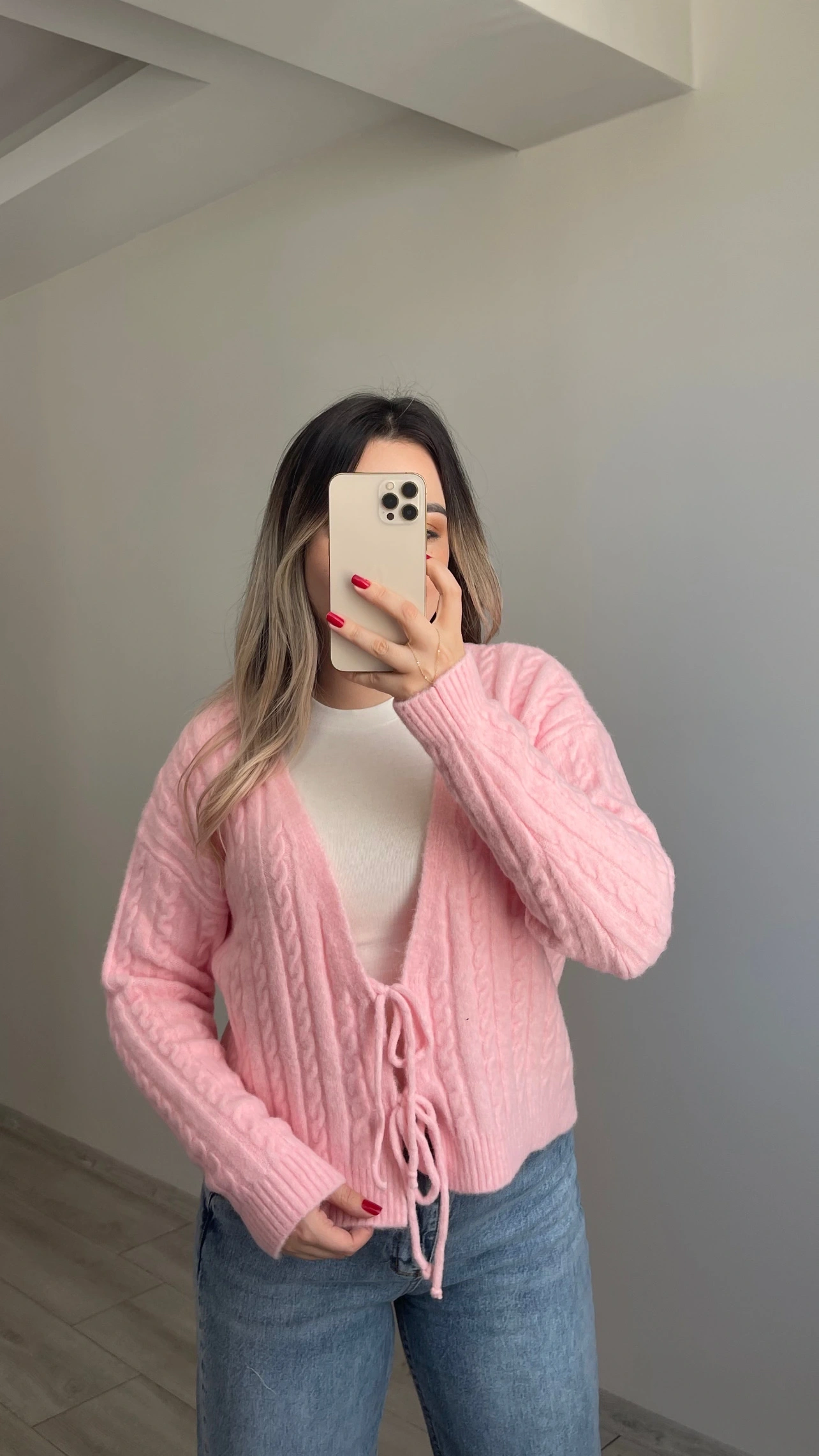 Örgü Yumoş Hırka Pembe