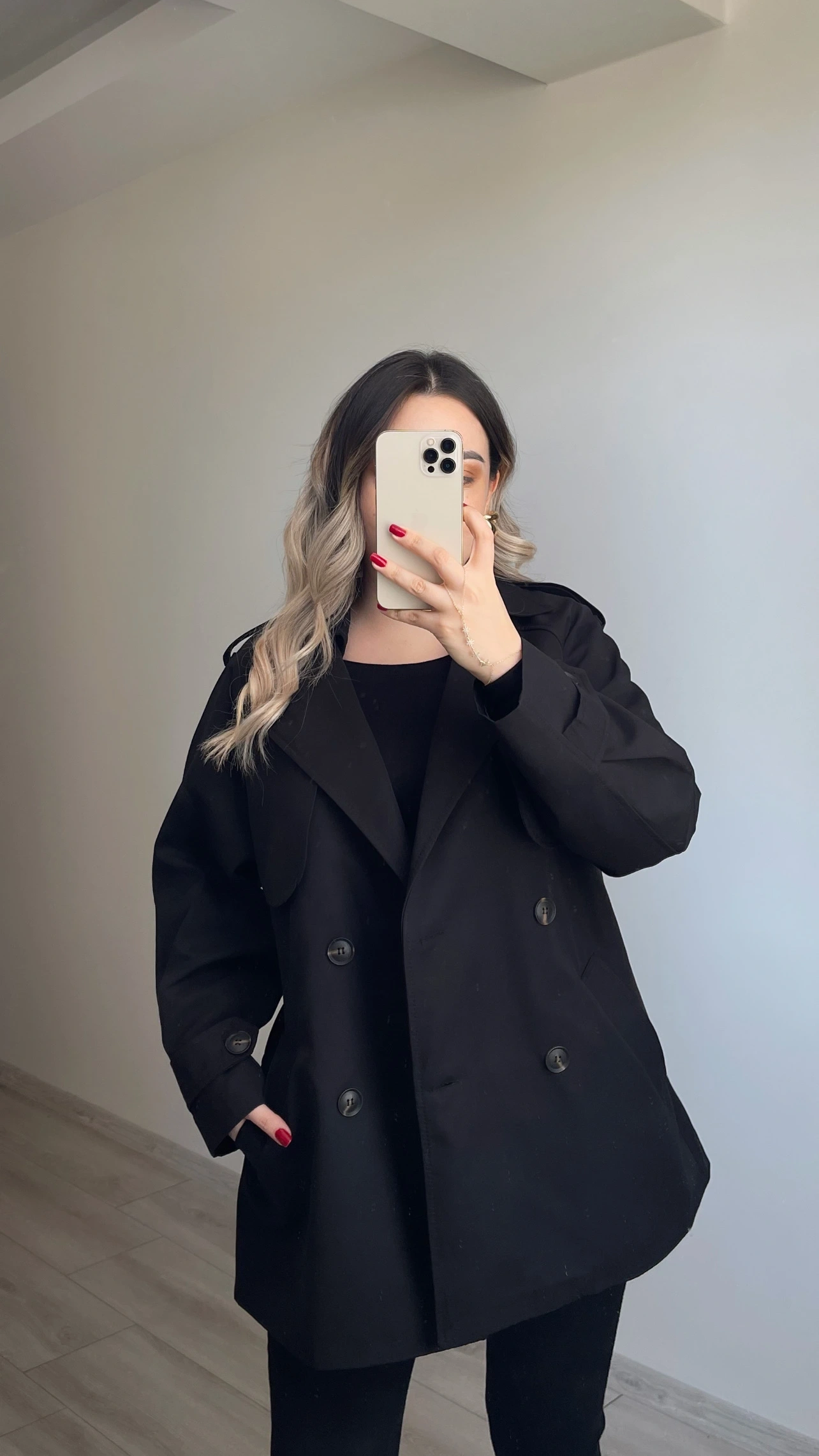 Premium Kalite Siyah Ara Boy Trenç