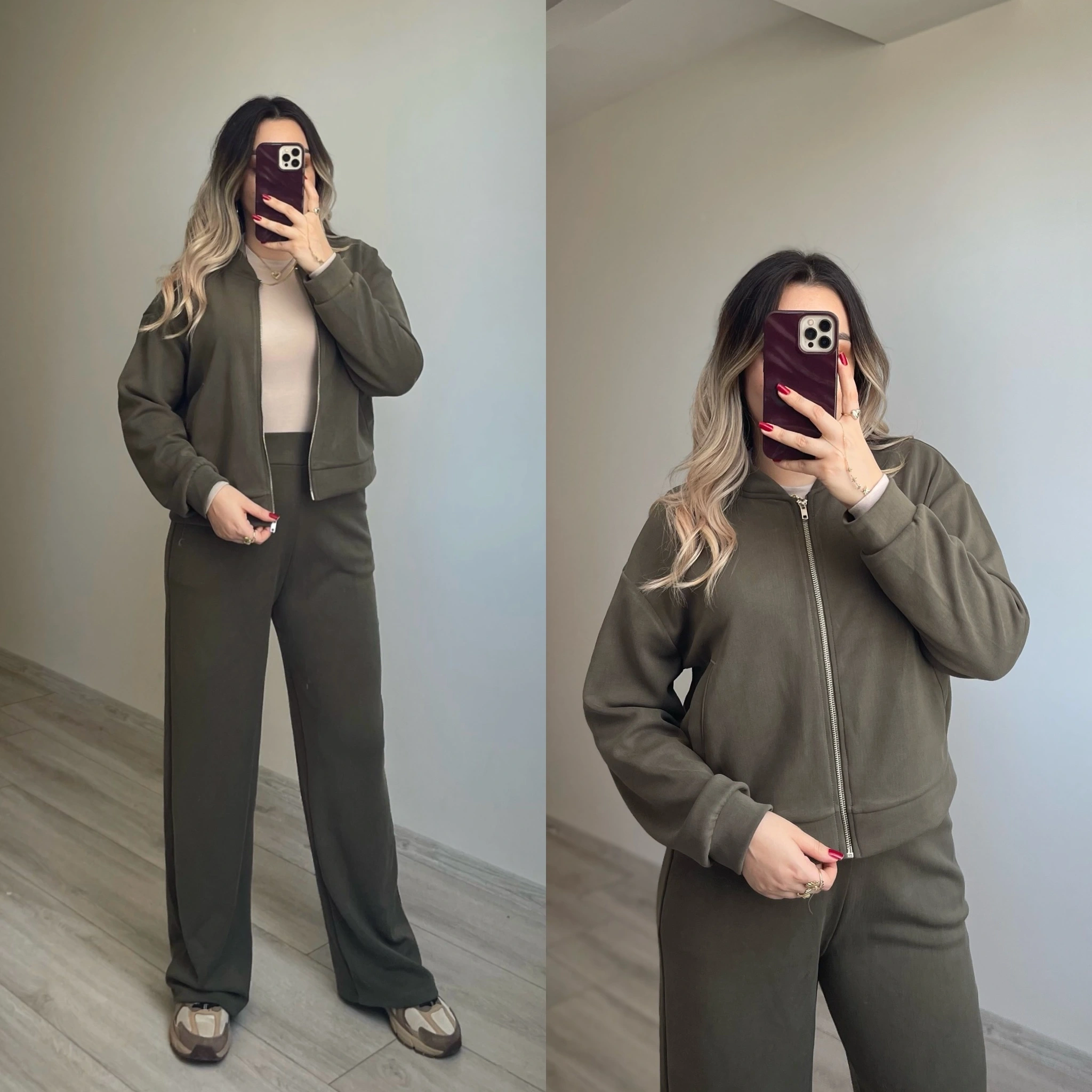 Oysh Haki Bomber Ceketli Eşofman Takımı