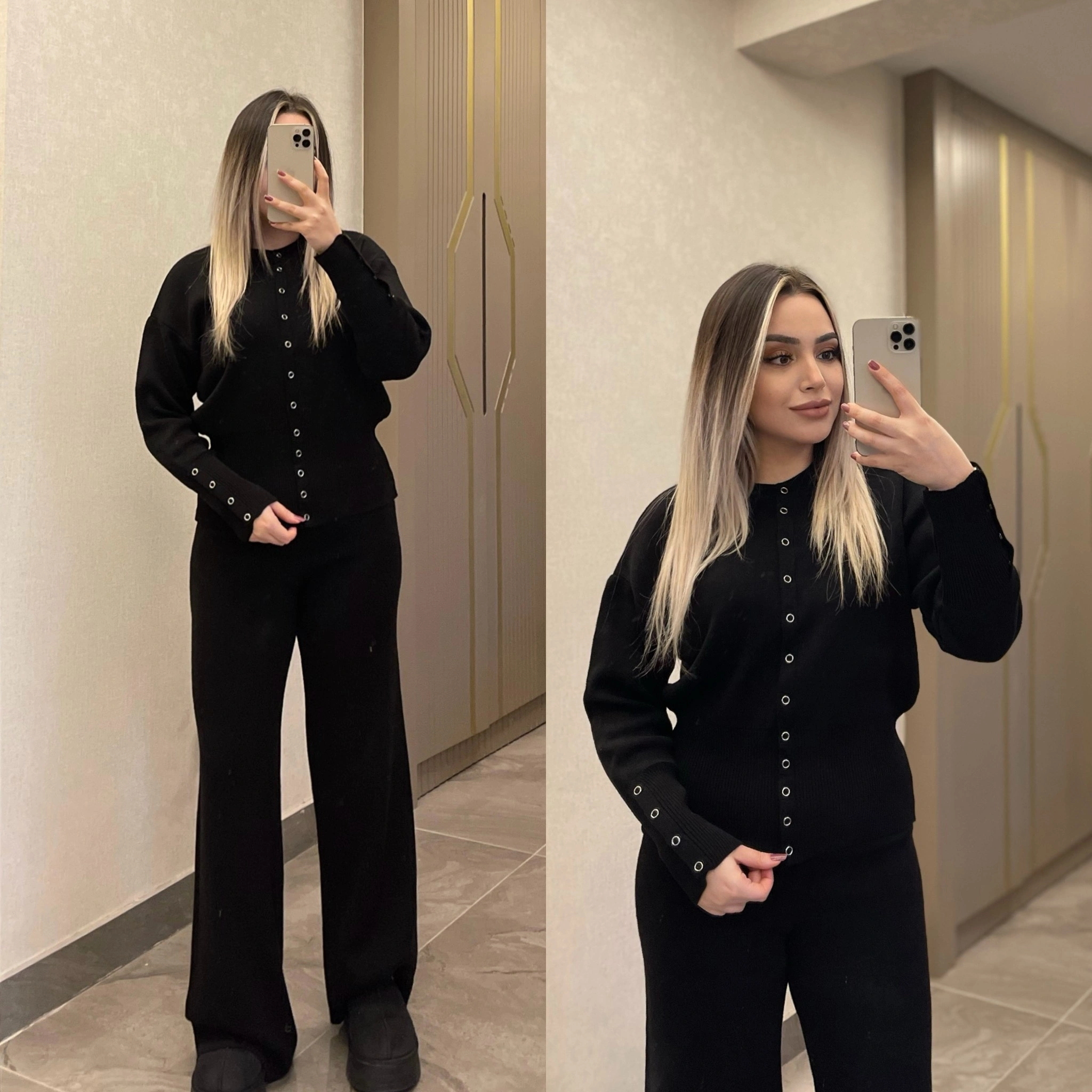 Siyah Çelik Triko Takım