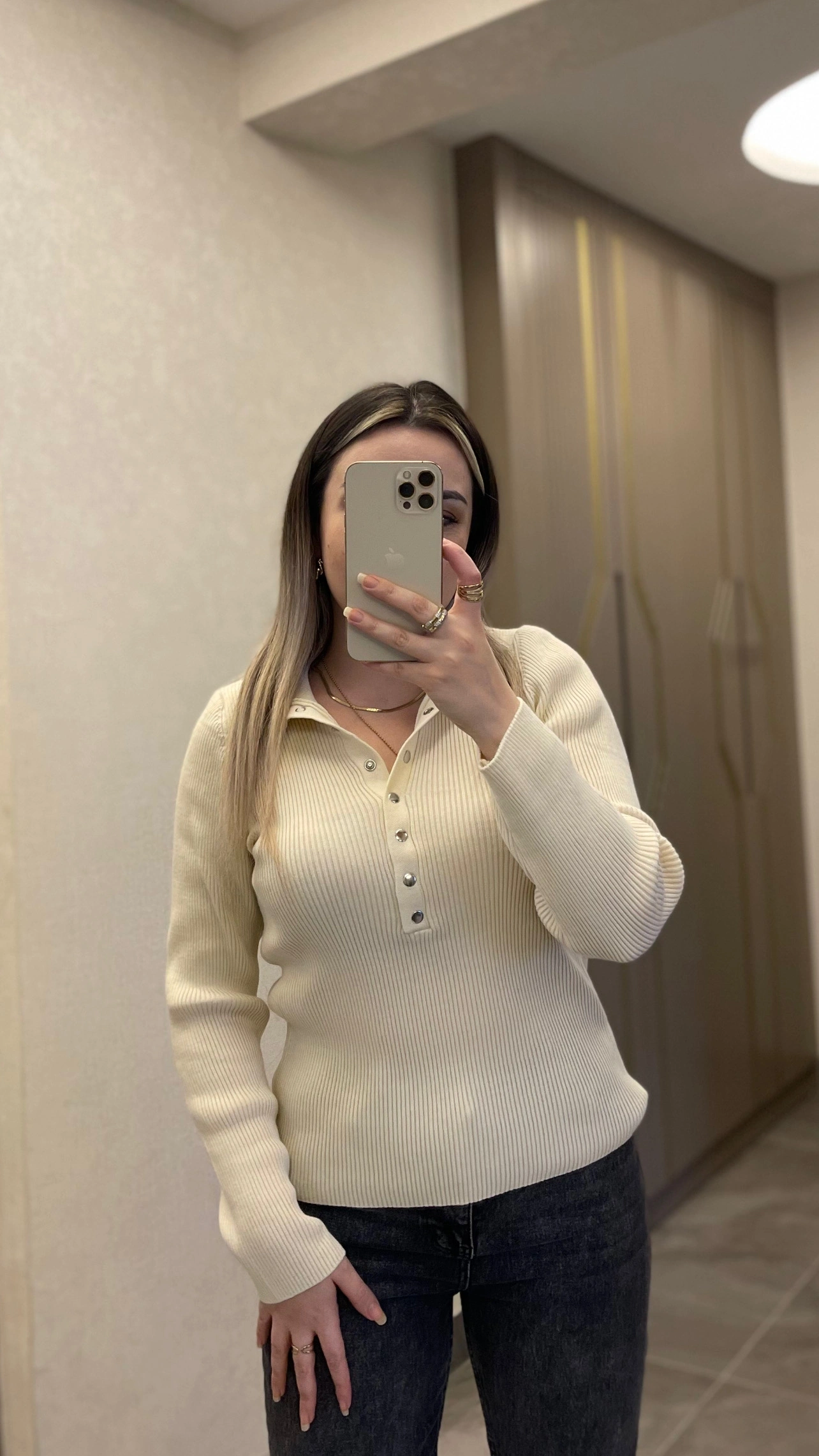 Ekru Çıtçıtlı Premium Triko