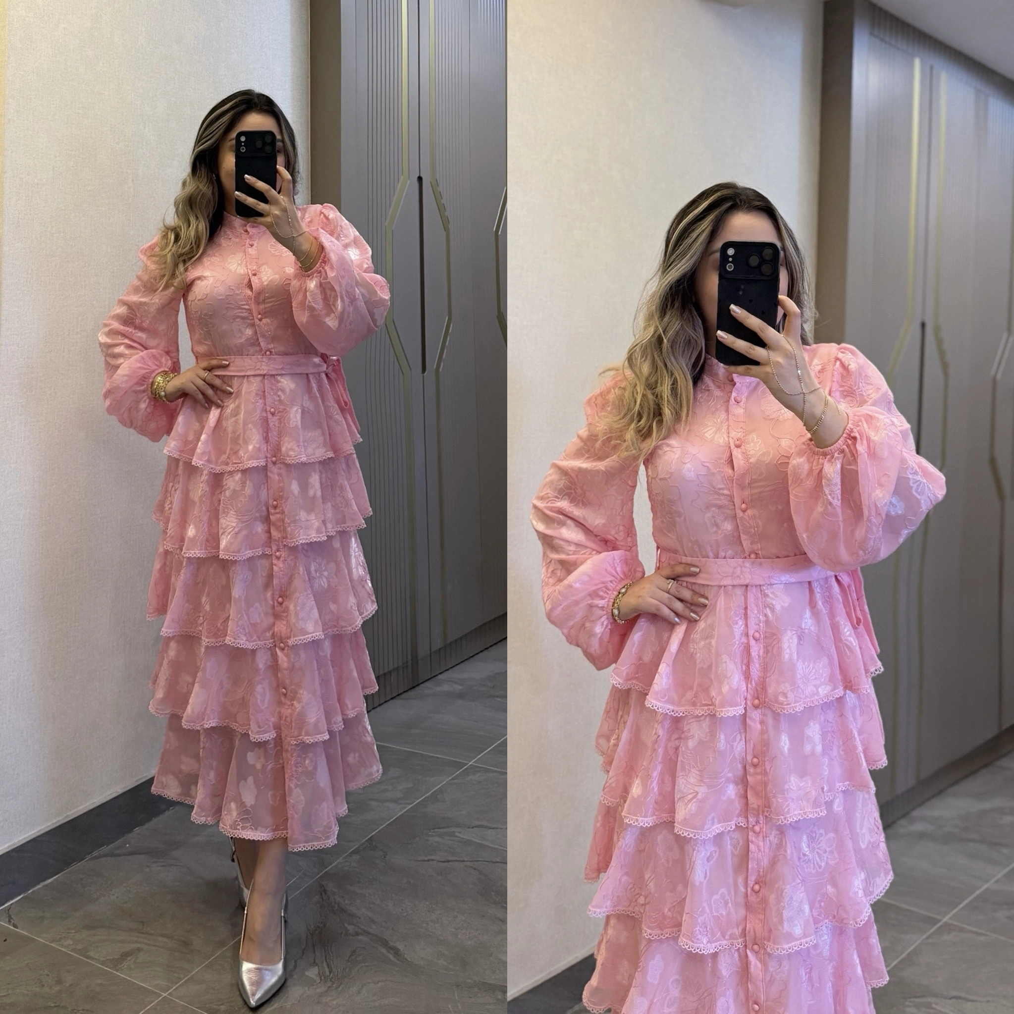 Katkatlı Pembe Elbise