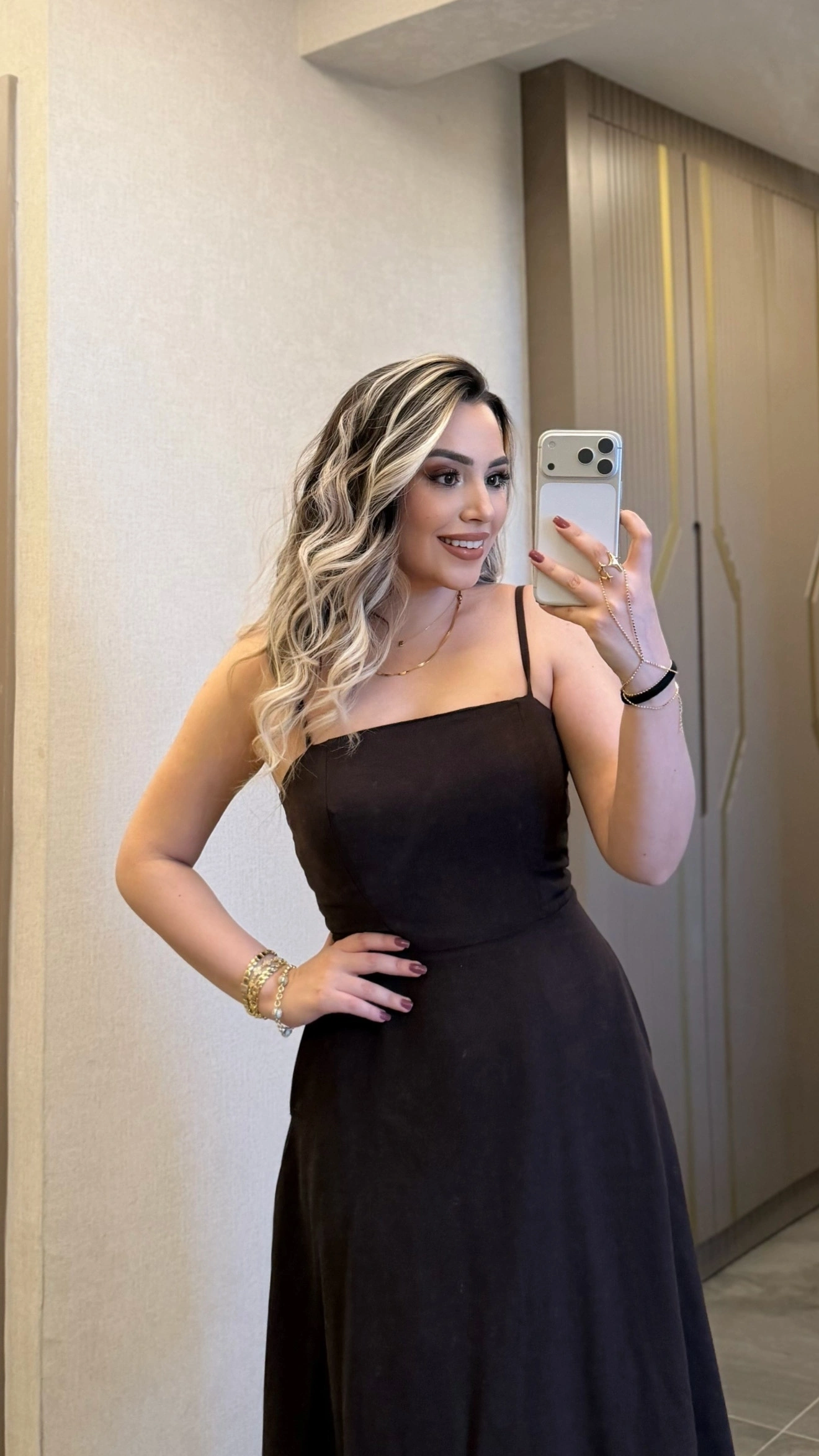 Acı Kahve Keten Elbise Ceket Takım