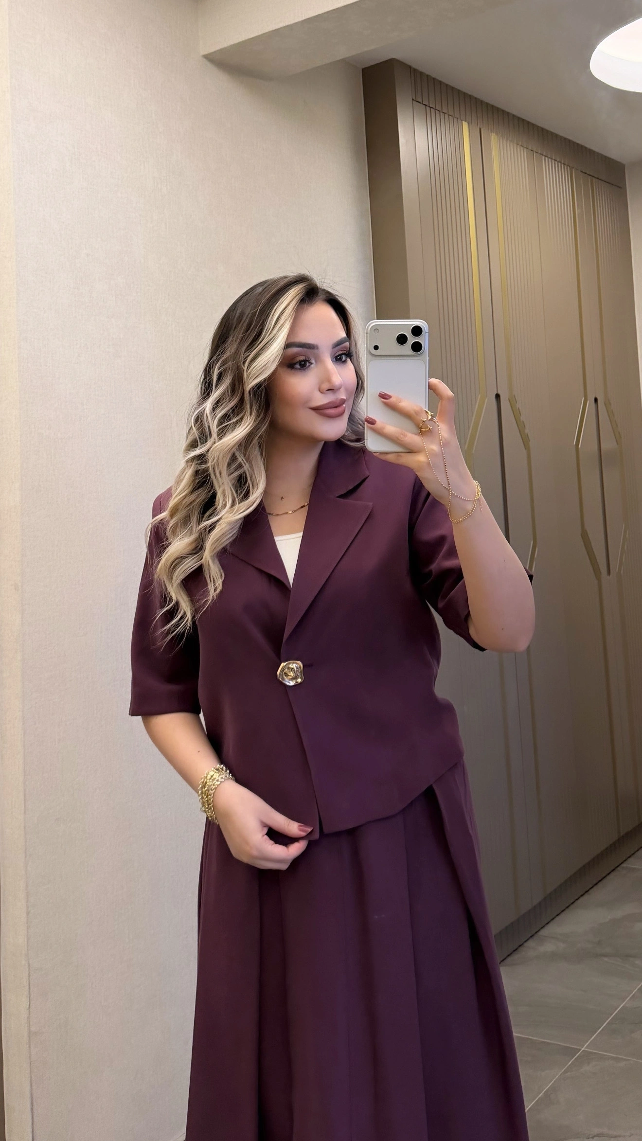 Mürdüm Etek Blazer Ceket Takım