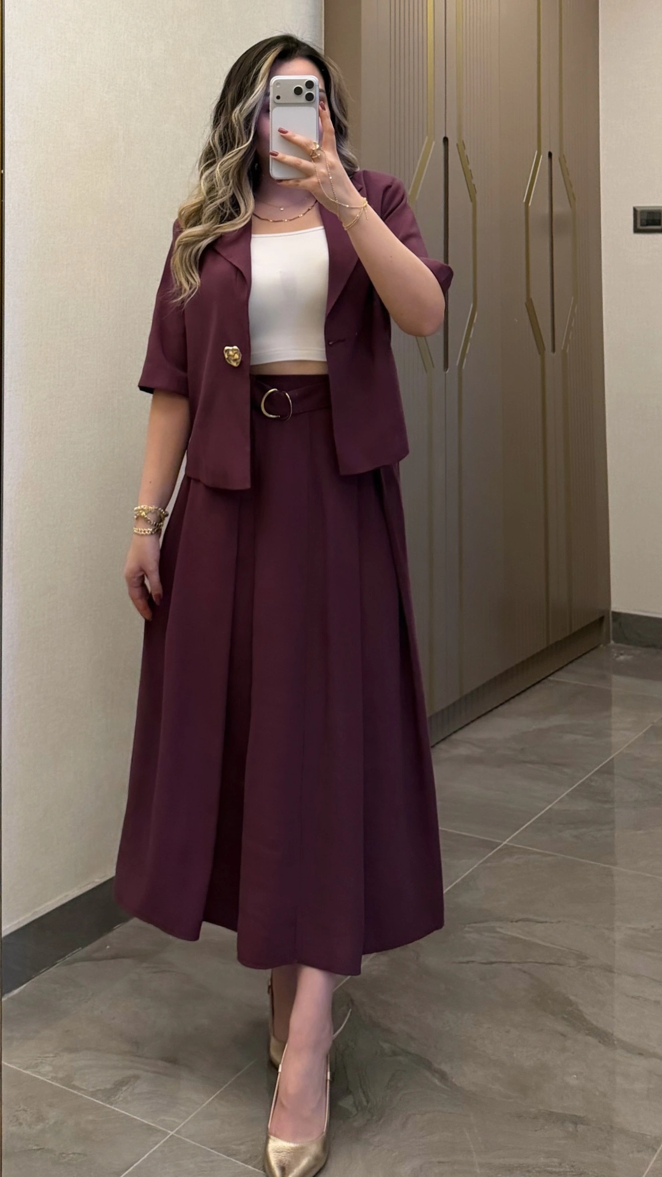 Mürdüm Etek Blazer Ceket Takım