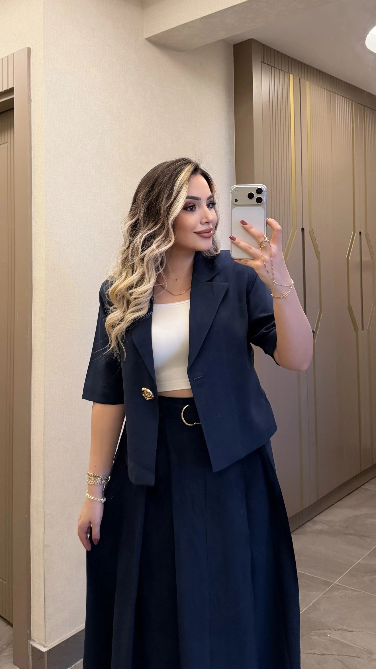 Lacivert Etek Blazer Ceket Takım