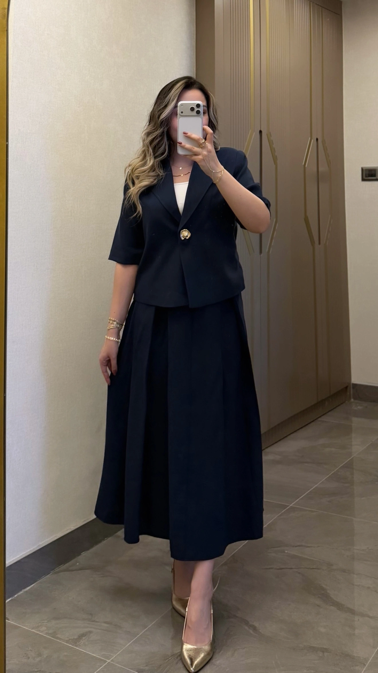 Lacivert Etek Blazer Ceket Takım