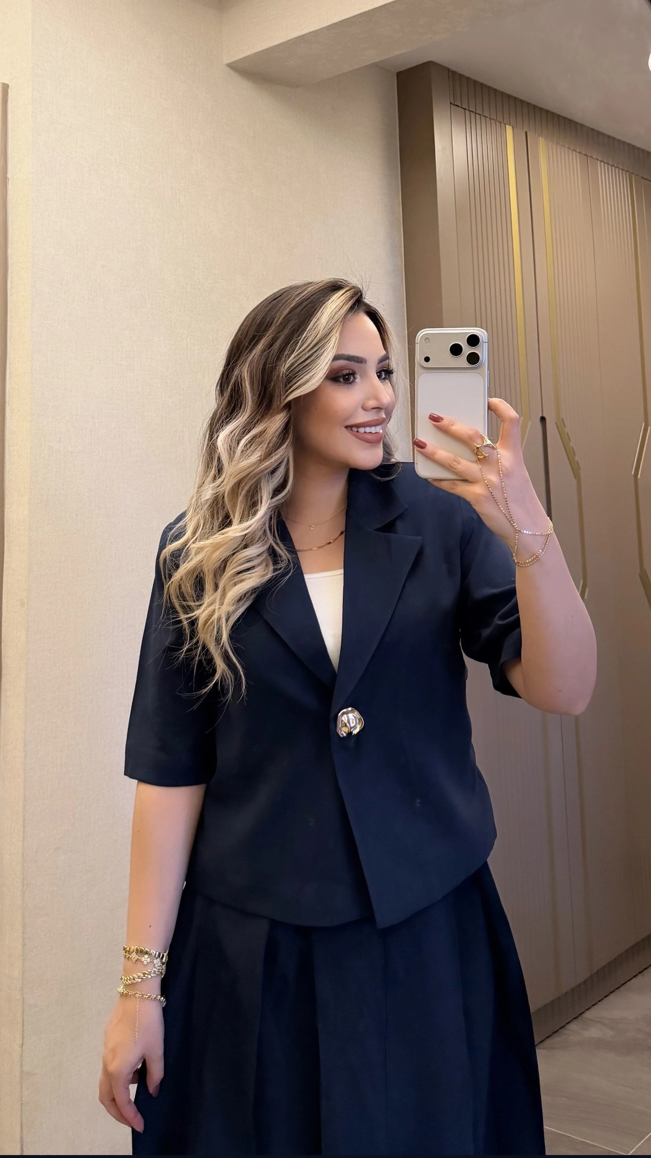 Lacivert Etek Blazer Ceket Takım