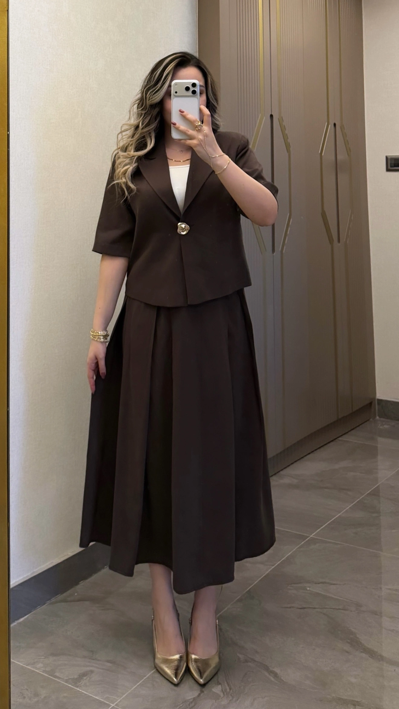 Acı Kahve Etek Blazer Ceket Takım