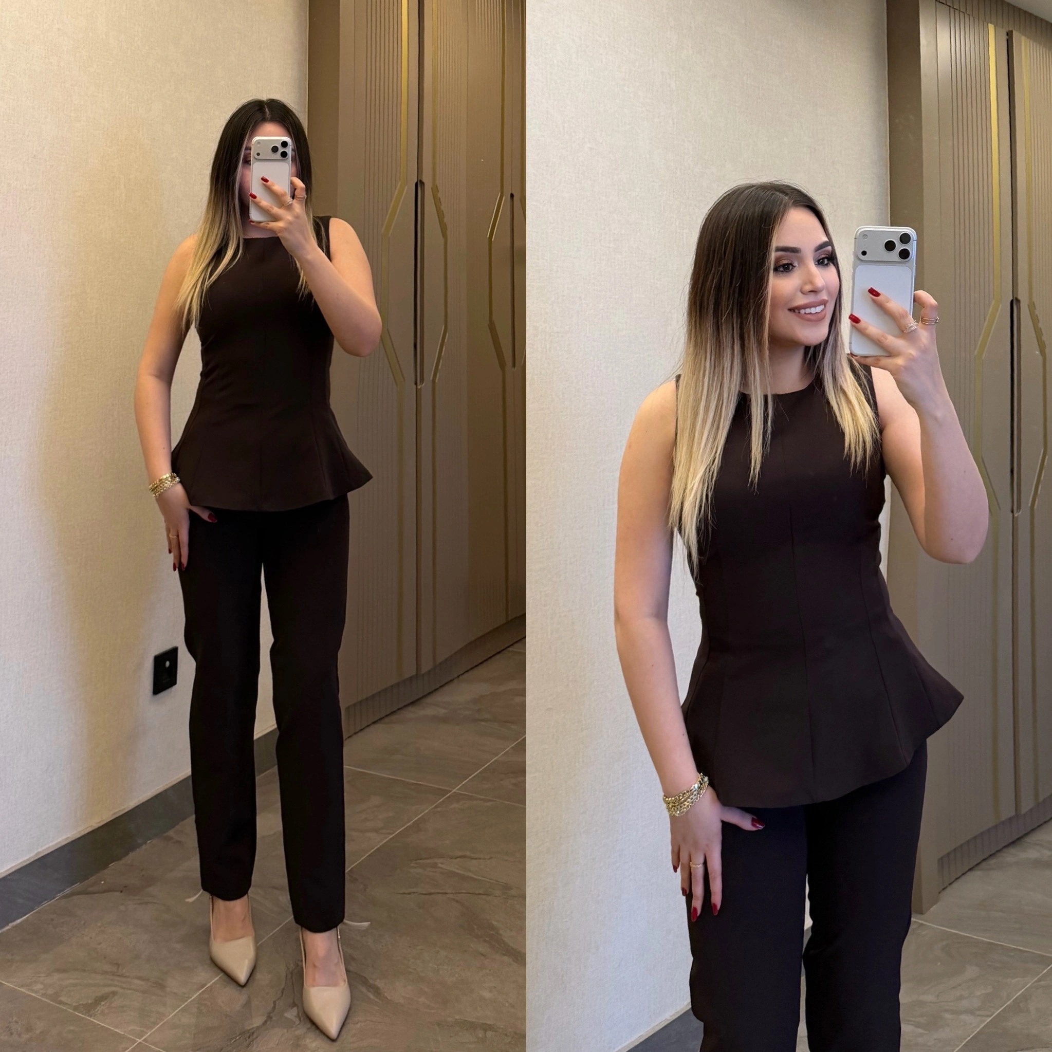 Acı Kahve Bluz Pantolon Takım