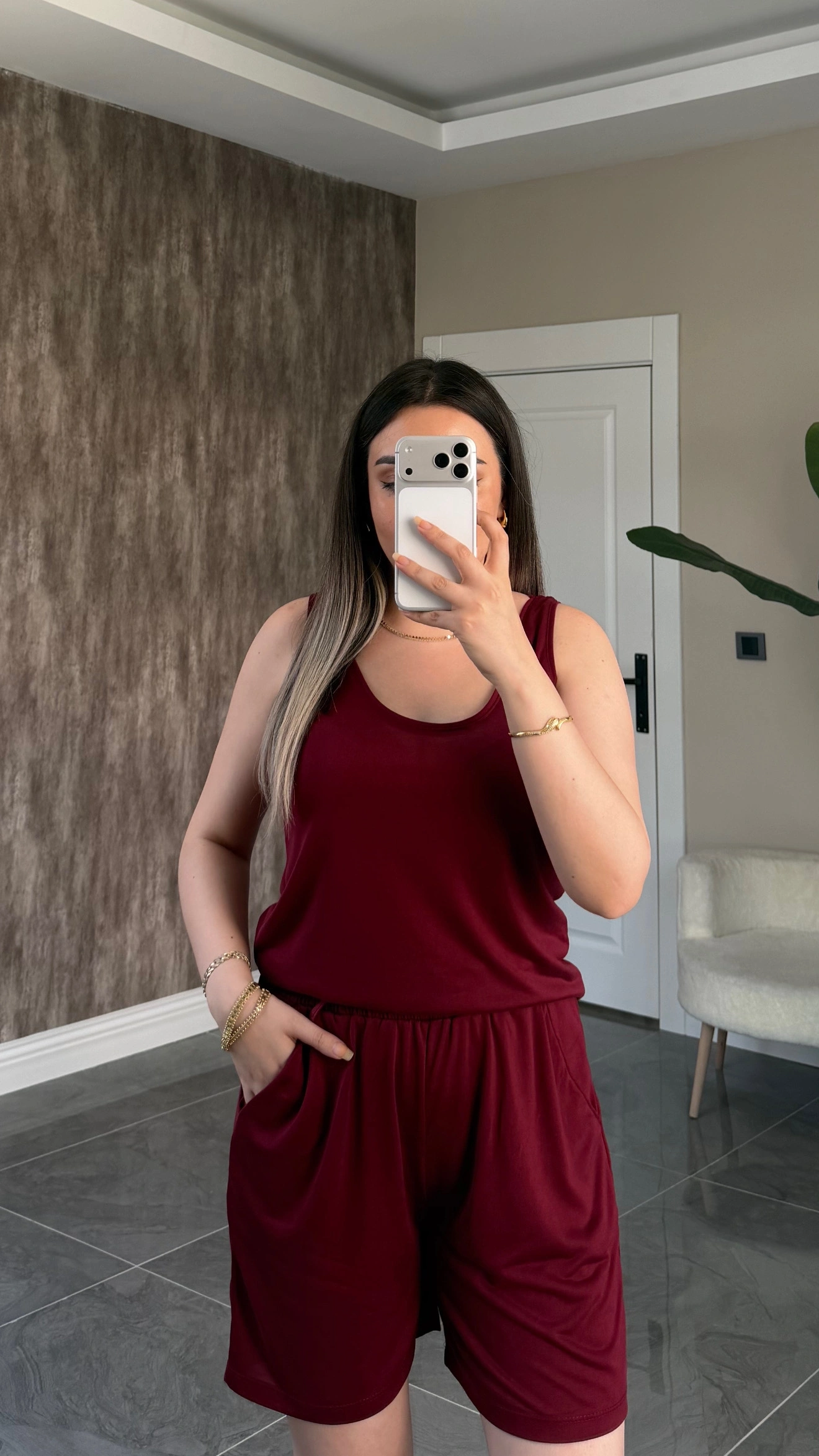 Oysh Bordo Atlet Şort Takım