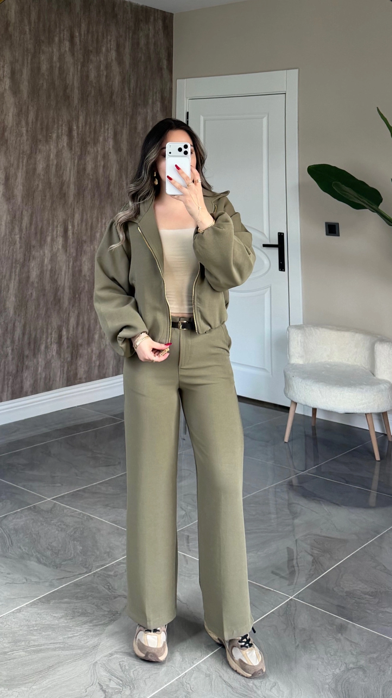 Haki Bomber Ceket Pantolon Takım