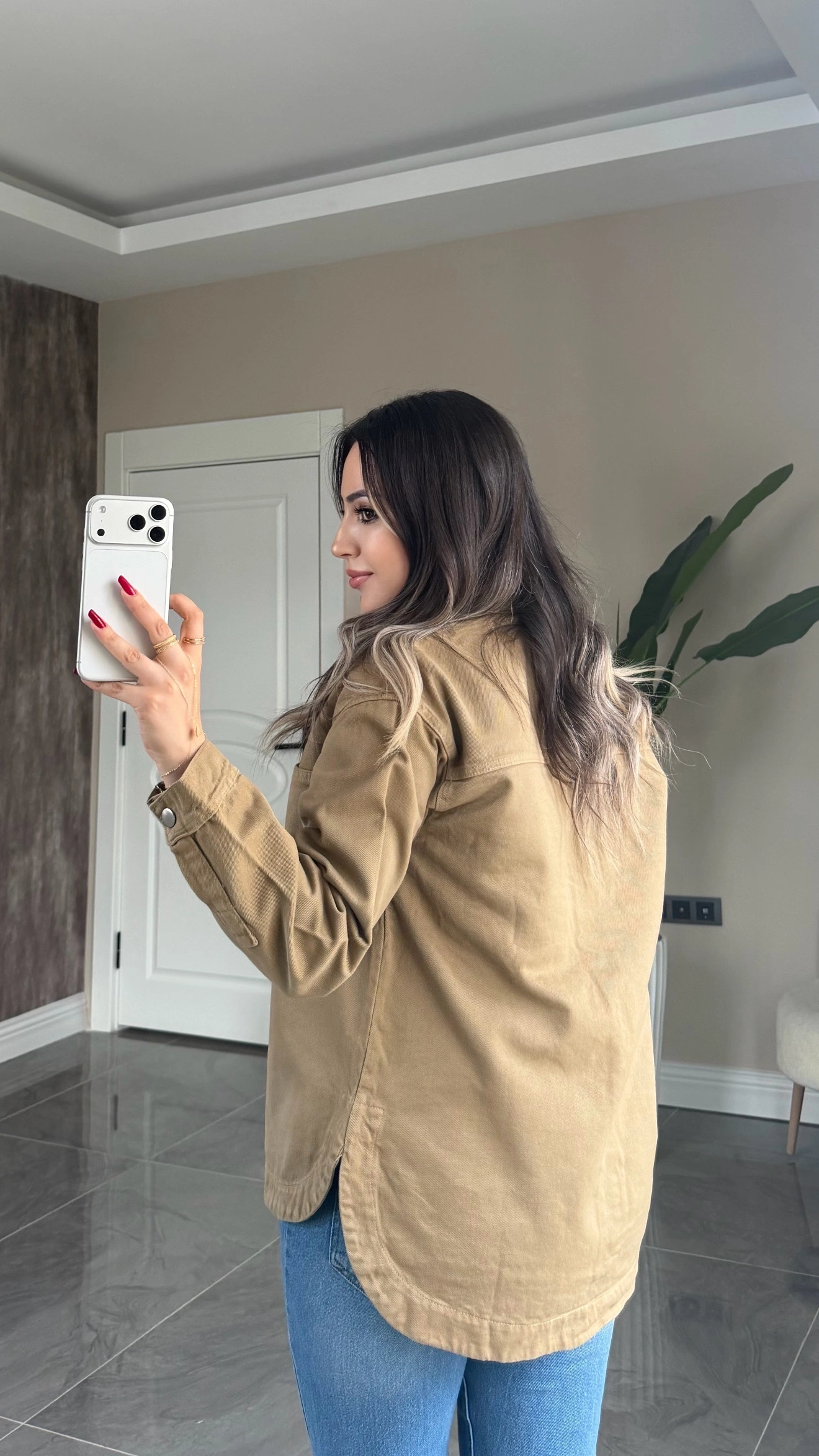 Camel Gabardin Ceket
