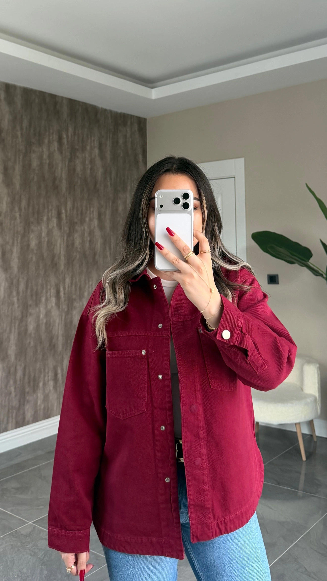 Bordo Gabardin Ceket