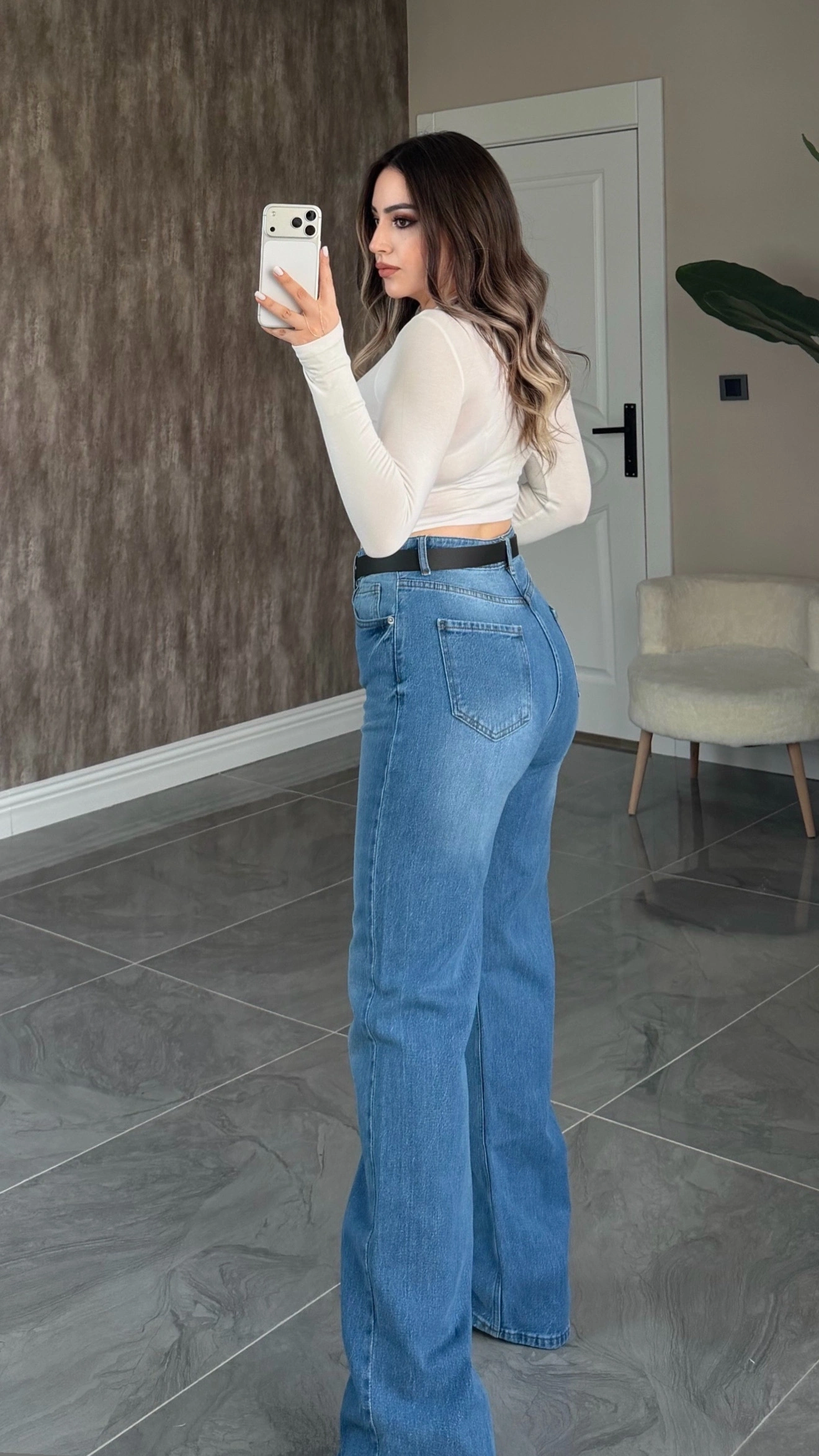 Açık Mavi Likralı ZR Wide Leg Jean