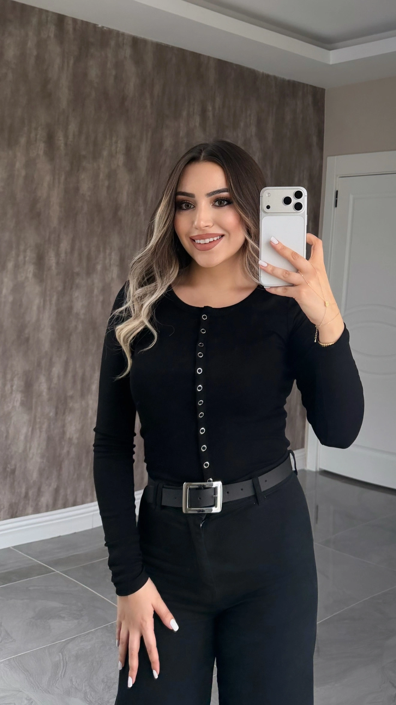 Siyah Full Çıtçıtlı Bluz/Hırka