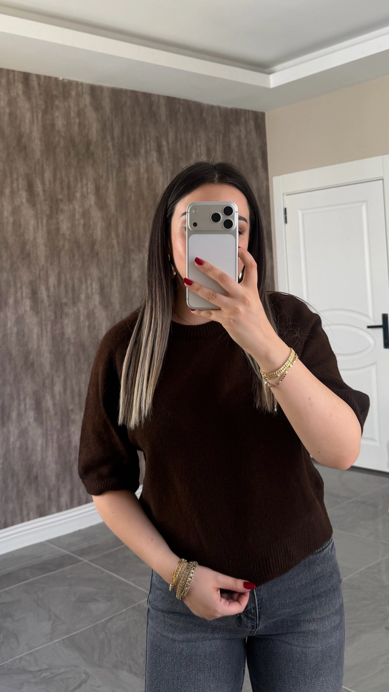 Acı Kahve Yarım Kol Triko