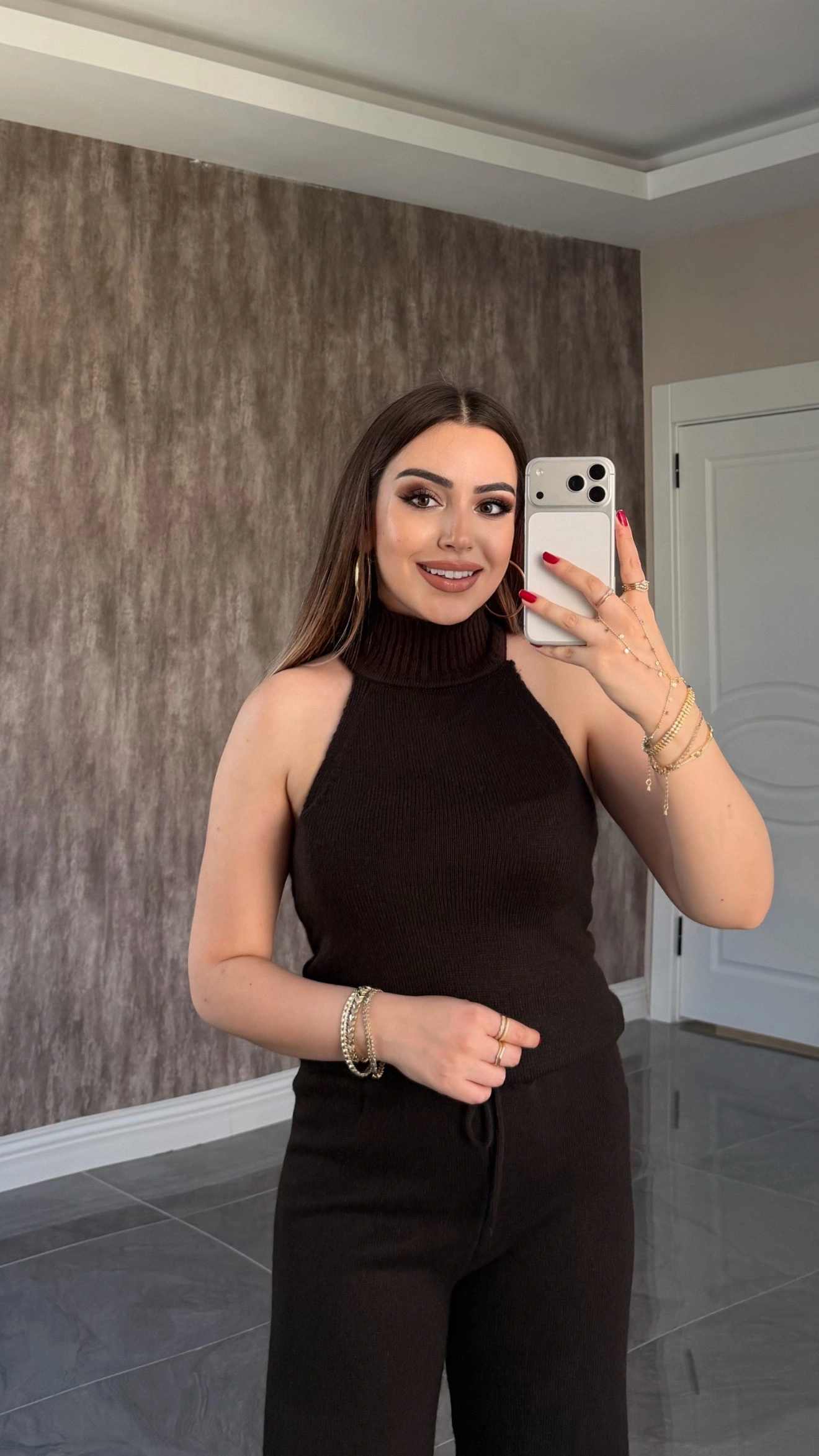 Premium 3’lü Acı Kahve Triko Takım