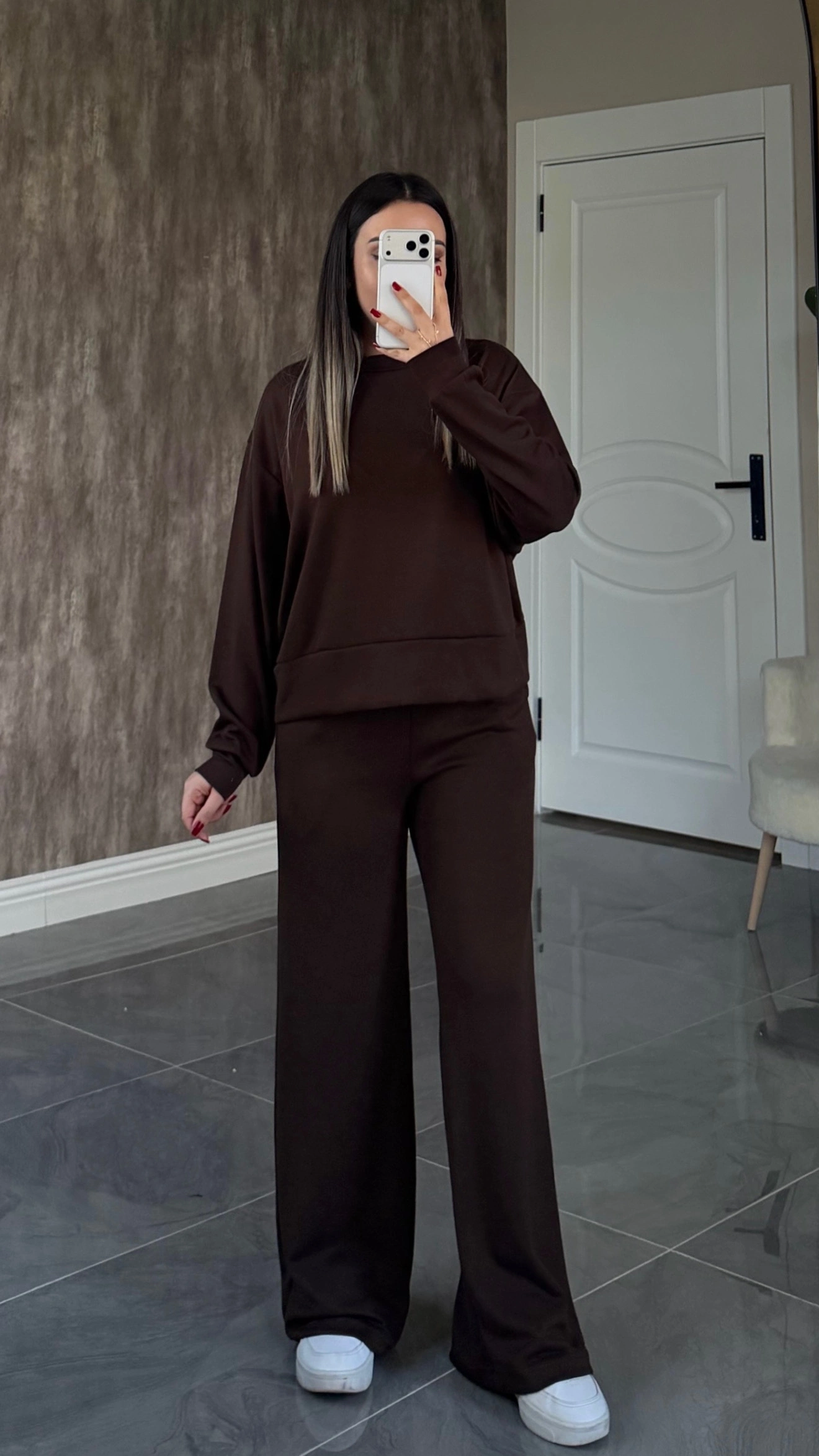 Modal Sweat Takım Kahverengi