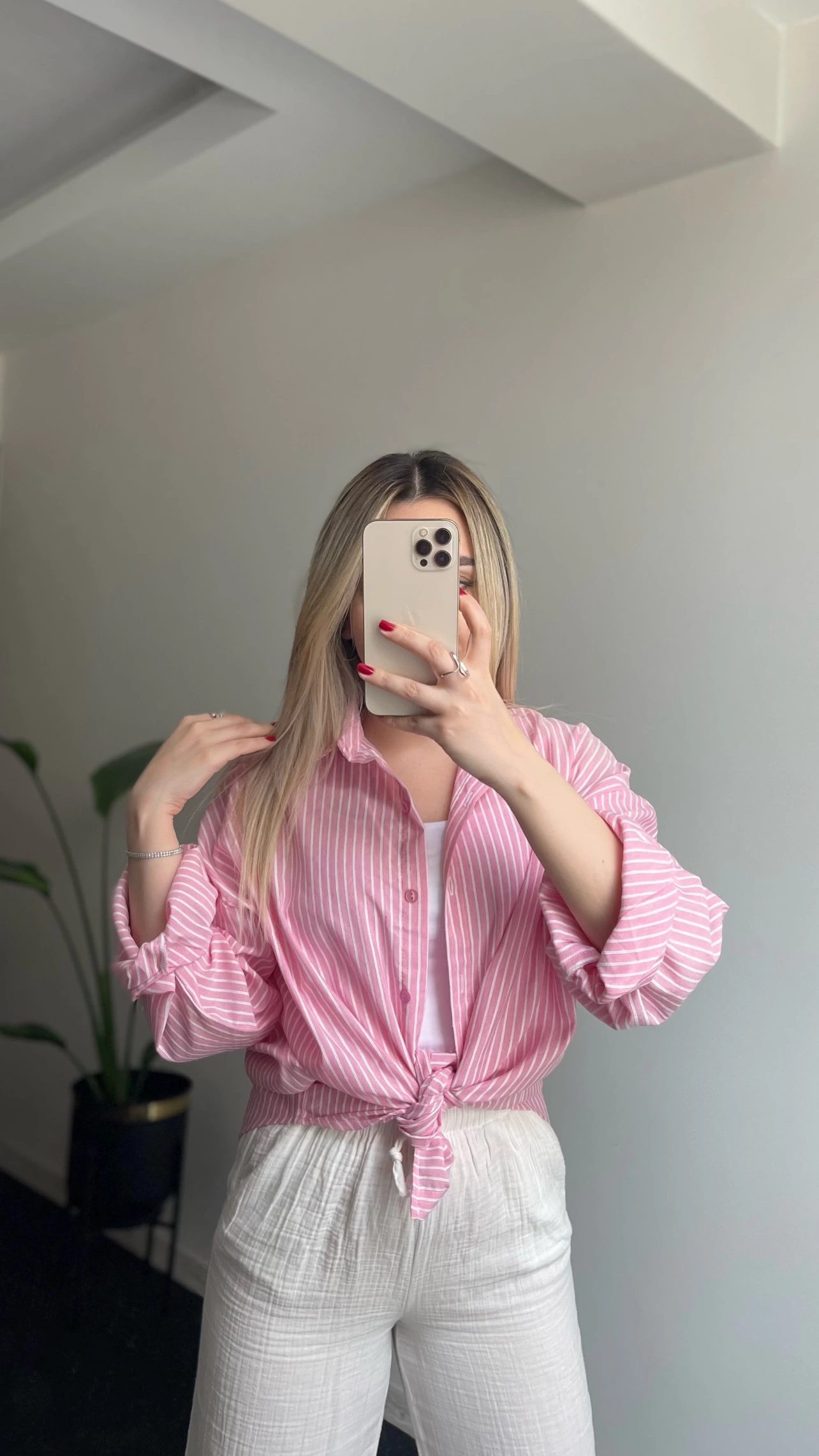 Çizgili Pembe Gömlek