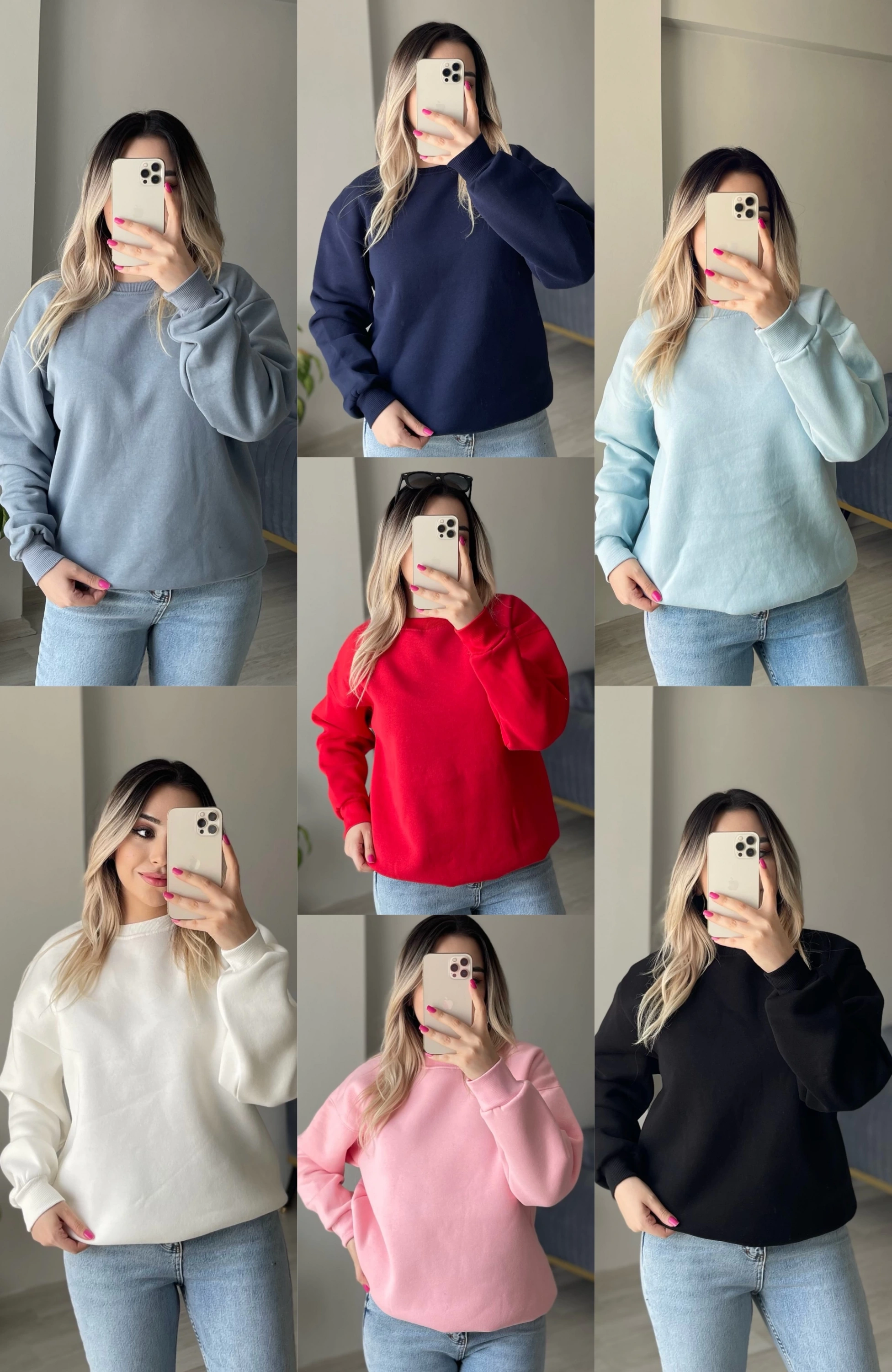İçi Şardonlu Sweatshirtler(8 Renk)