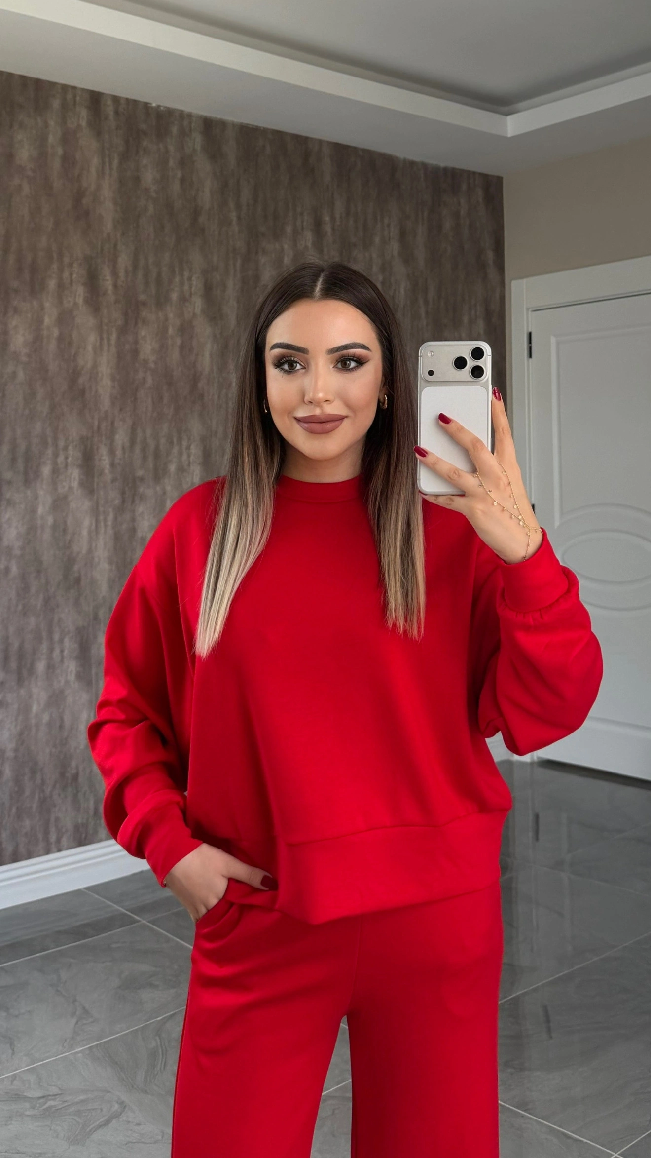 Modal Sweat Takım Kırmızı