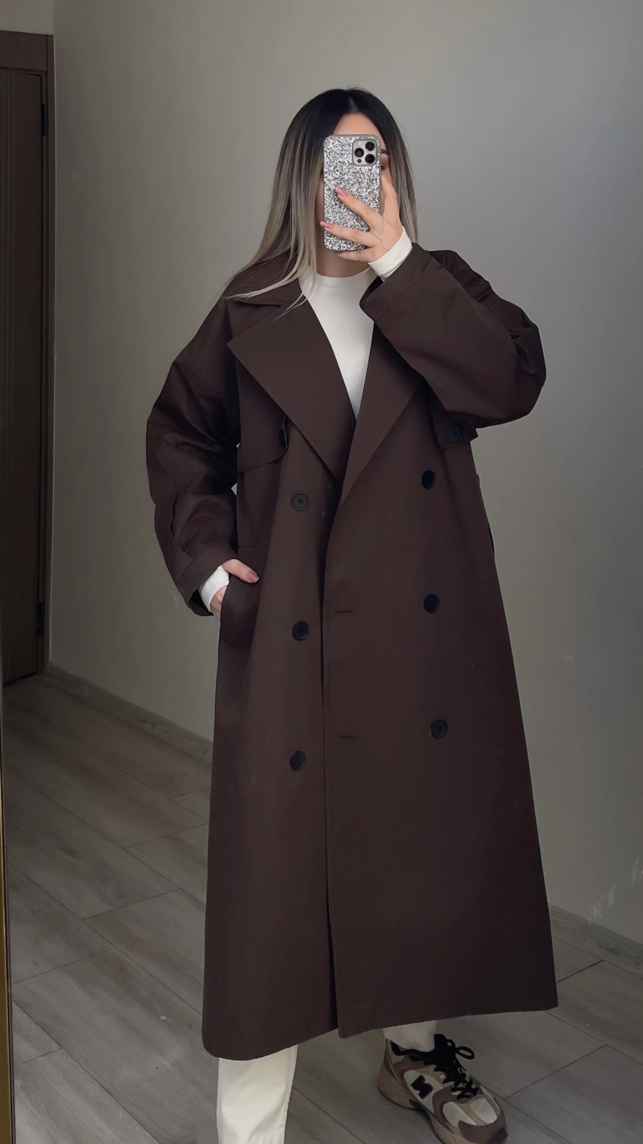 Mssimo Acı Kahve Oversize Trençkot