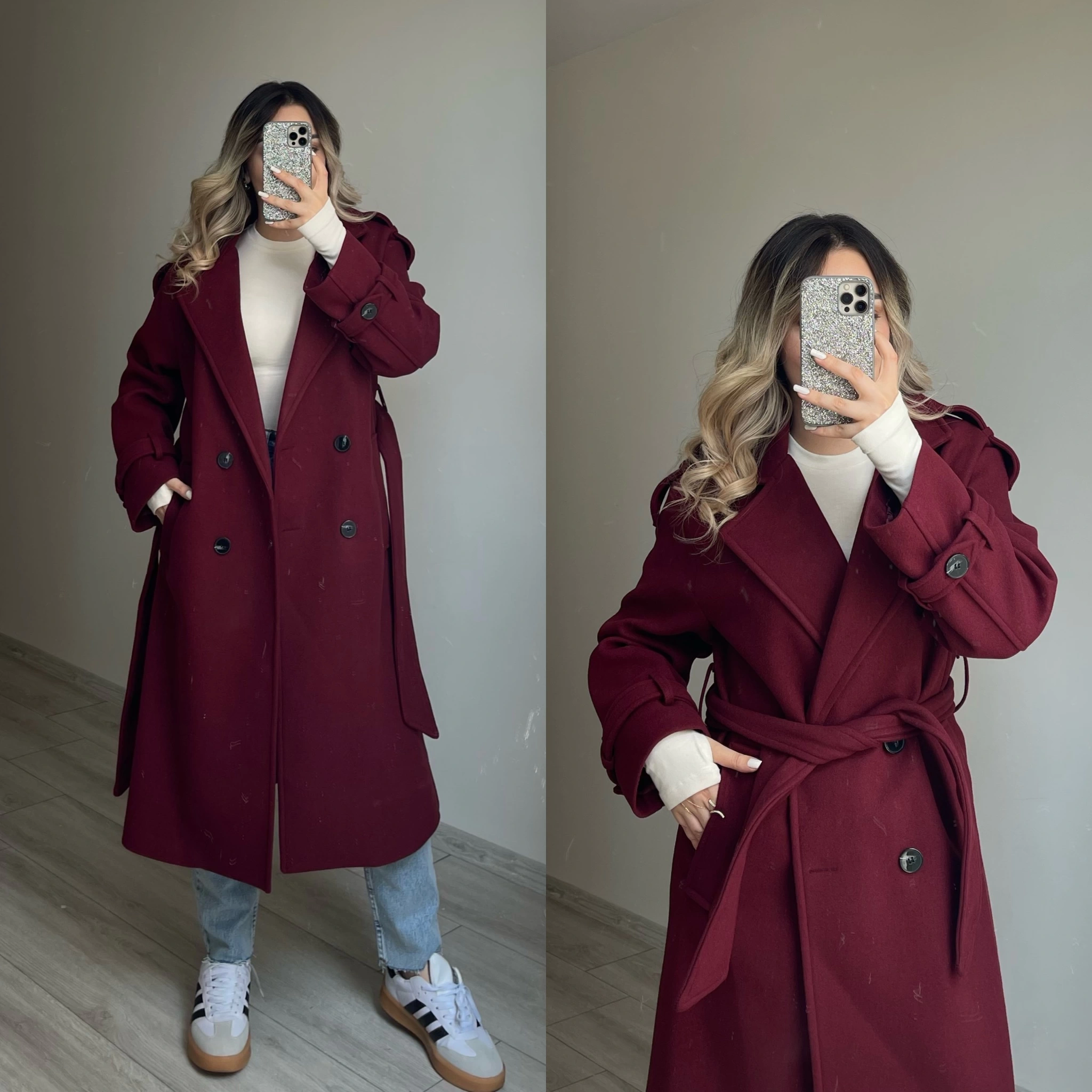 Premium Kaşe Kaban Bordo