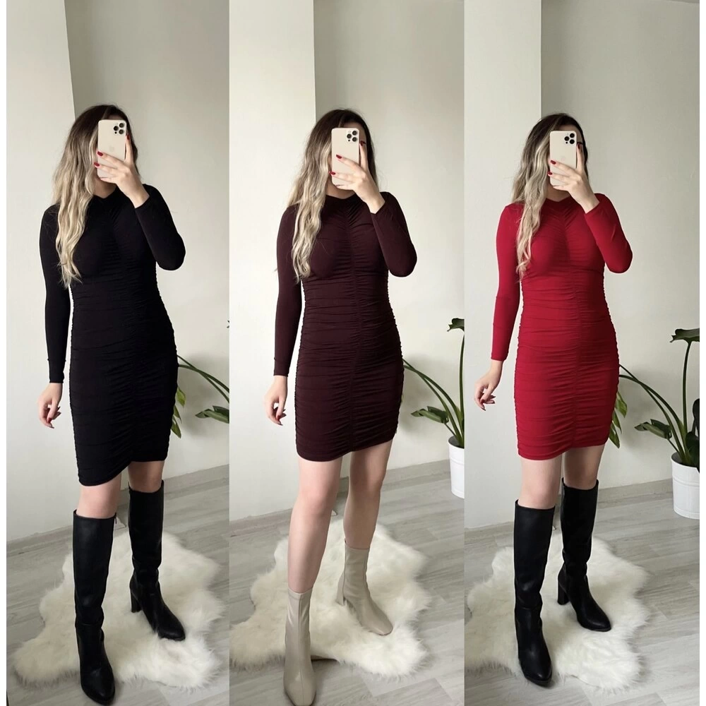 Sandy Büzgülü Elbise