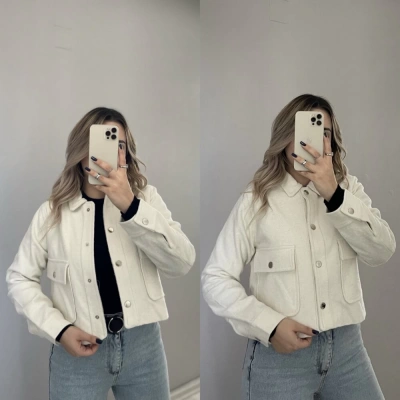 ZR Ekru Kaşe Bomber Ceket