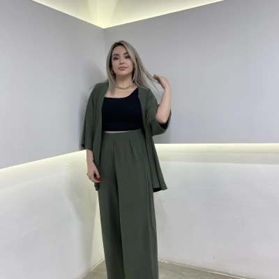 Haki Yeşil Kimono Takım