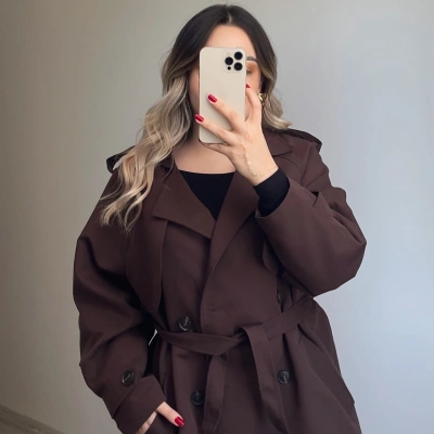 Premium Kalite Acı Kahve Ara Boy Trenç