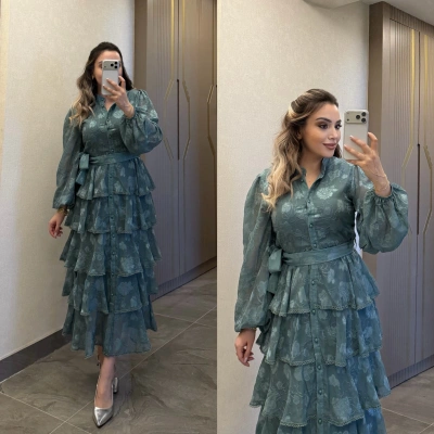 Mint Katkatlı Elbise