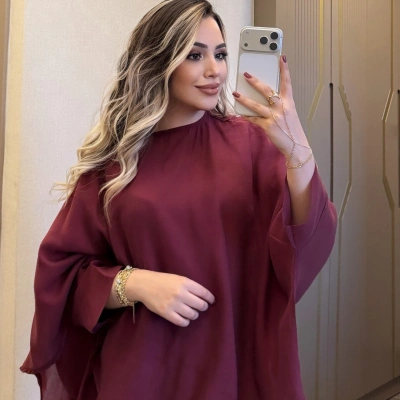 Bordo Tensel Pelerin Bluz