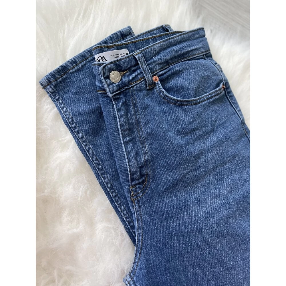 Mavi Likralı Mom Jean Zr