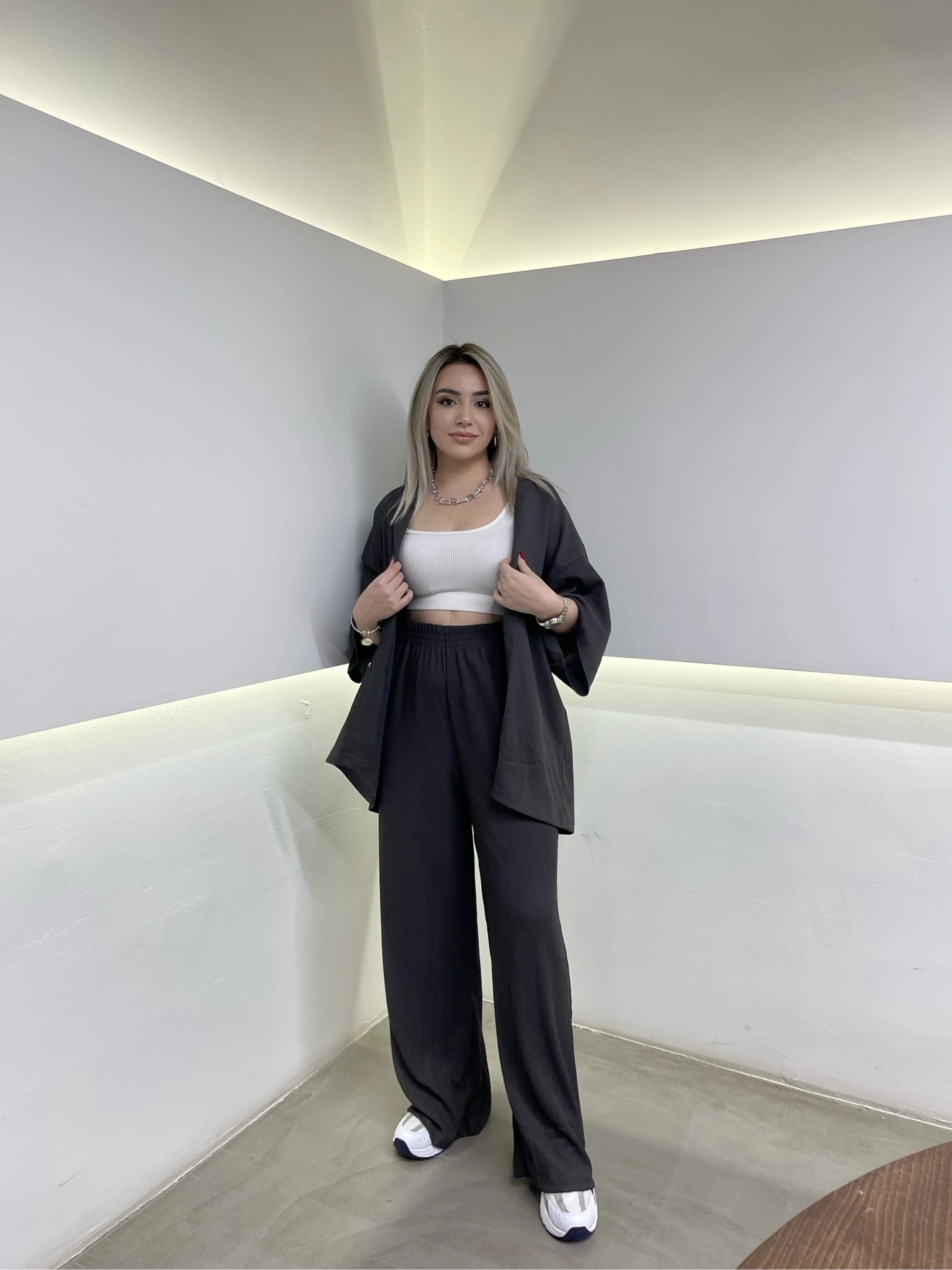 Antrasit Kimono Takım
