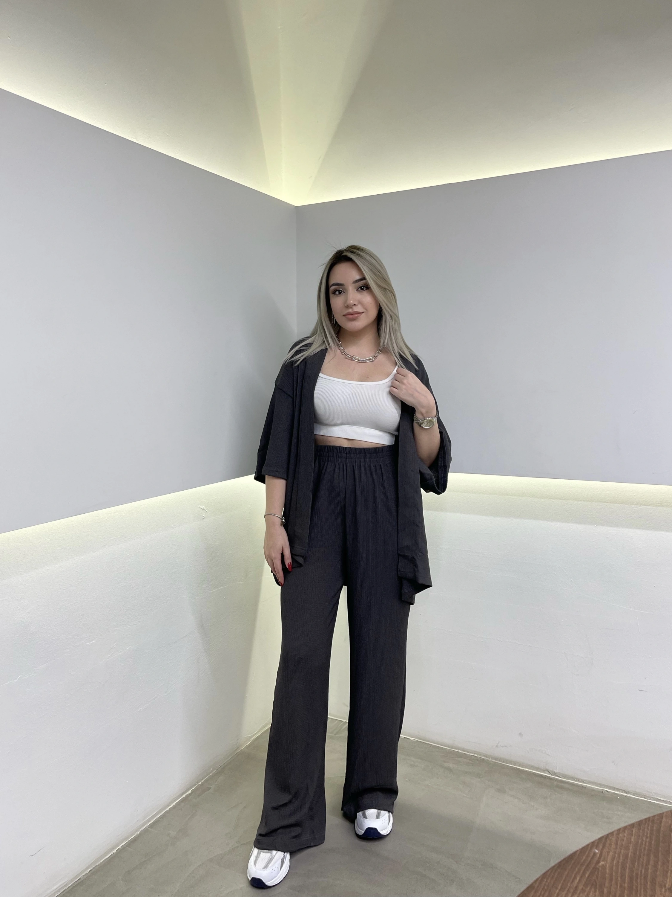 Antrasit Kimono Takım
