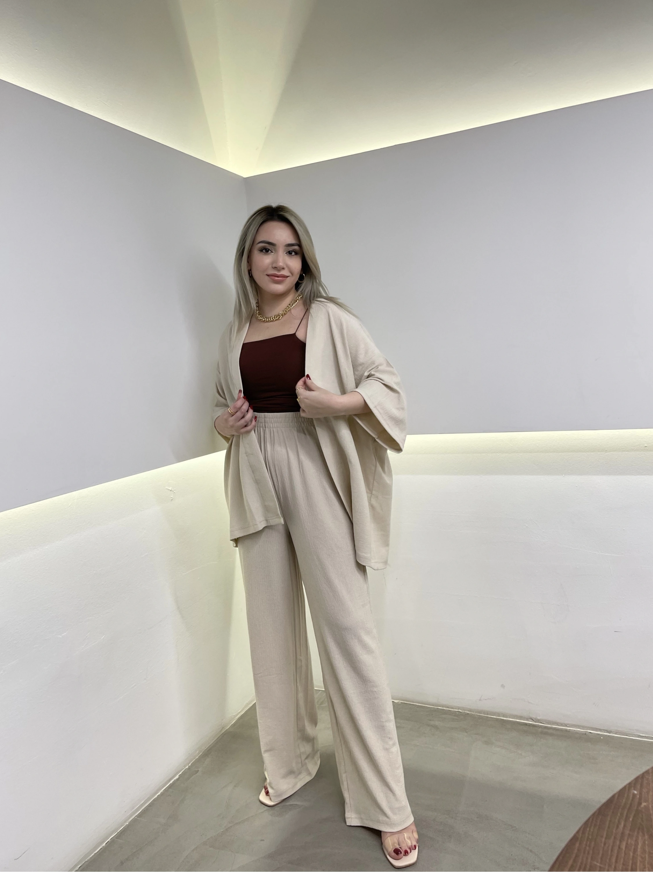Bej Kimono Takım